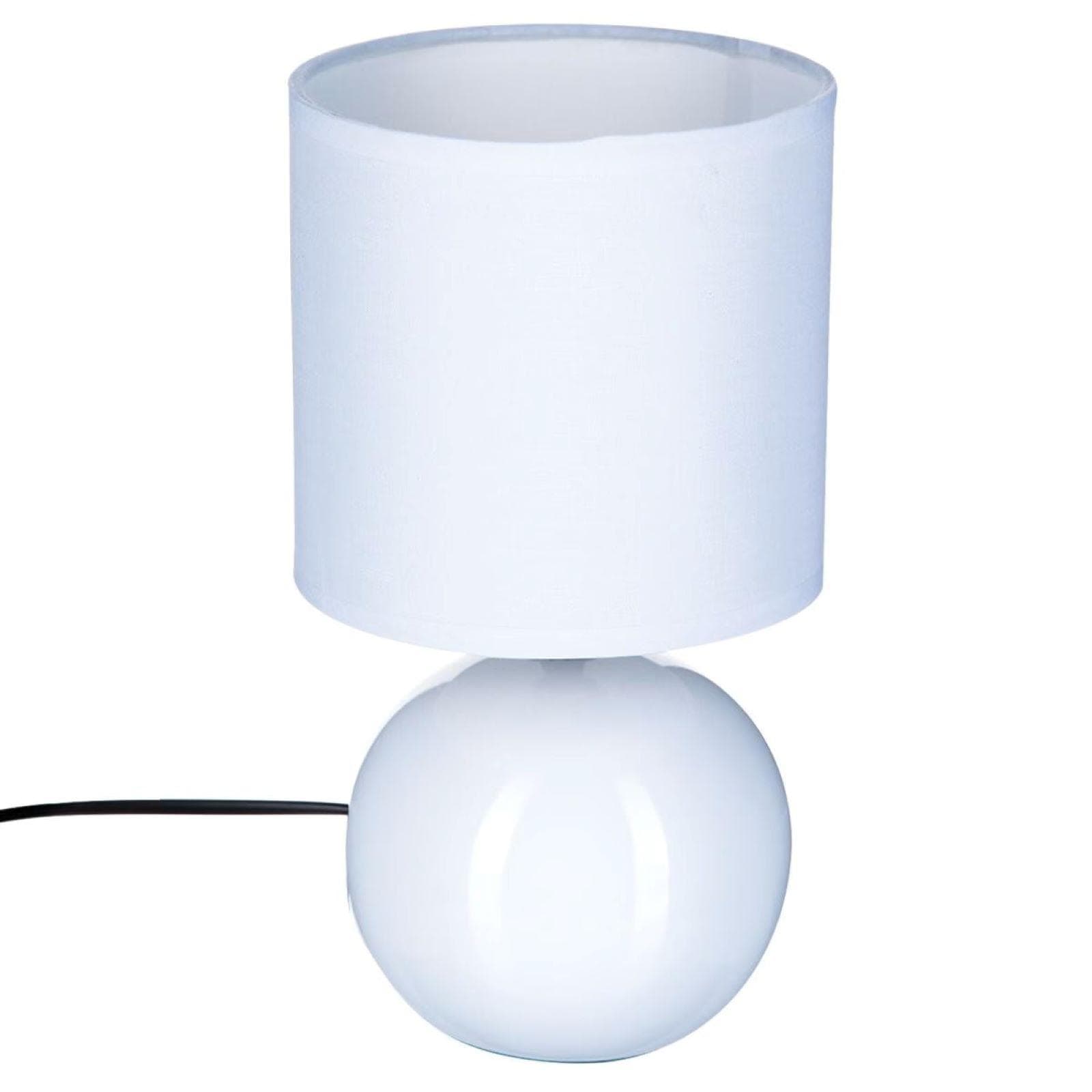 Lampada da tavolo 25h cm in ceramica e paralume in cotone bianco - Cleopatra