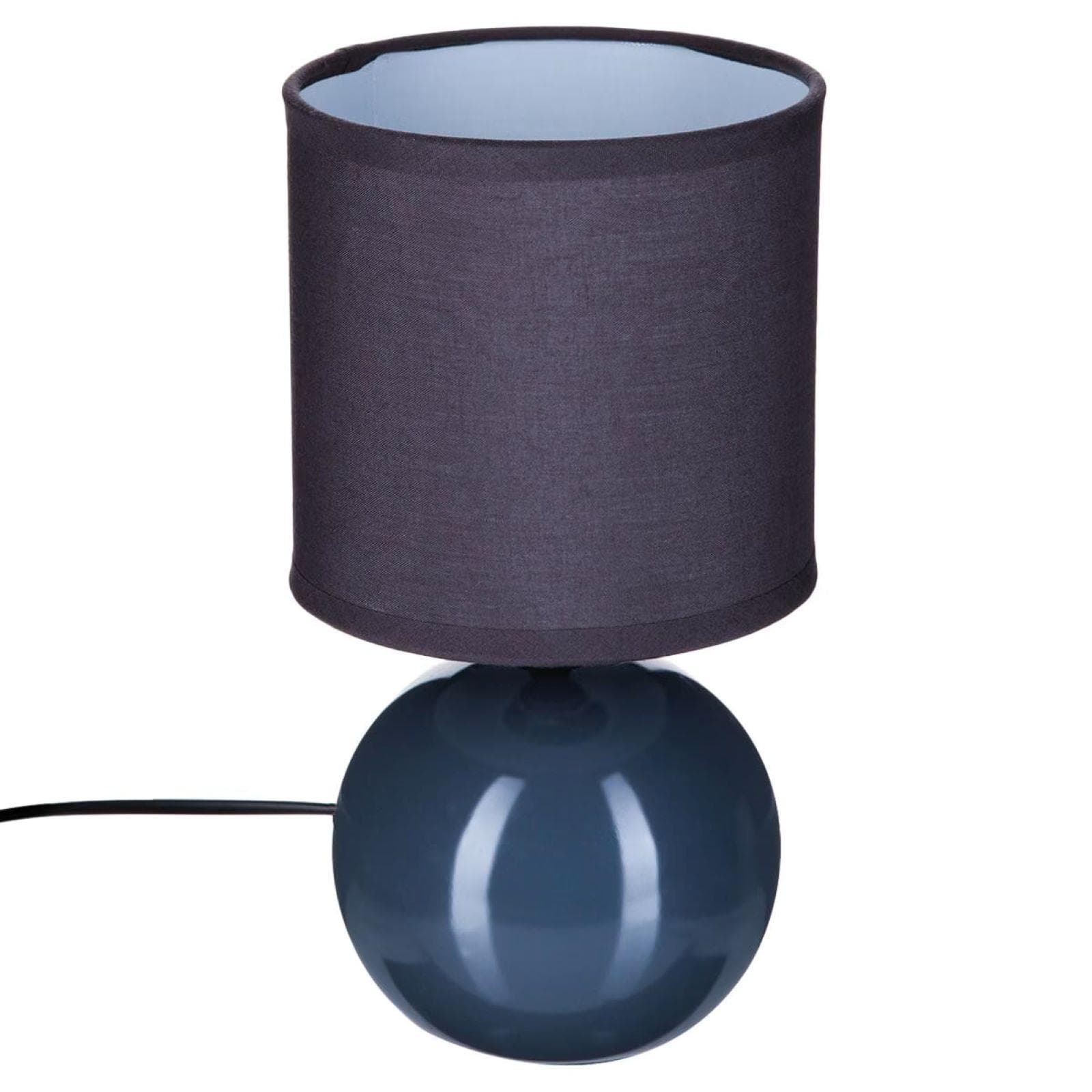 Lampada da tavolo 25h cm in ceramica e paralume in cotone blu - Cleopatra