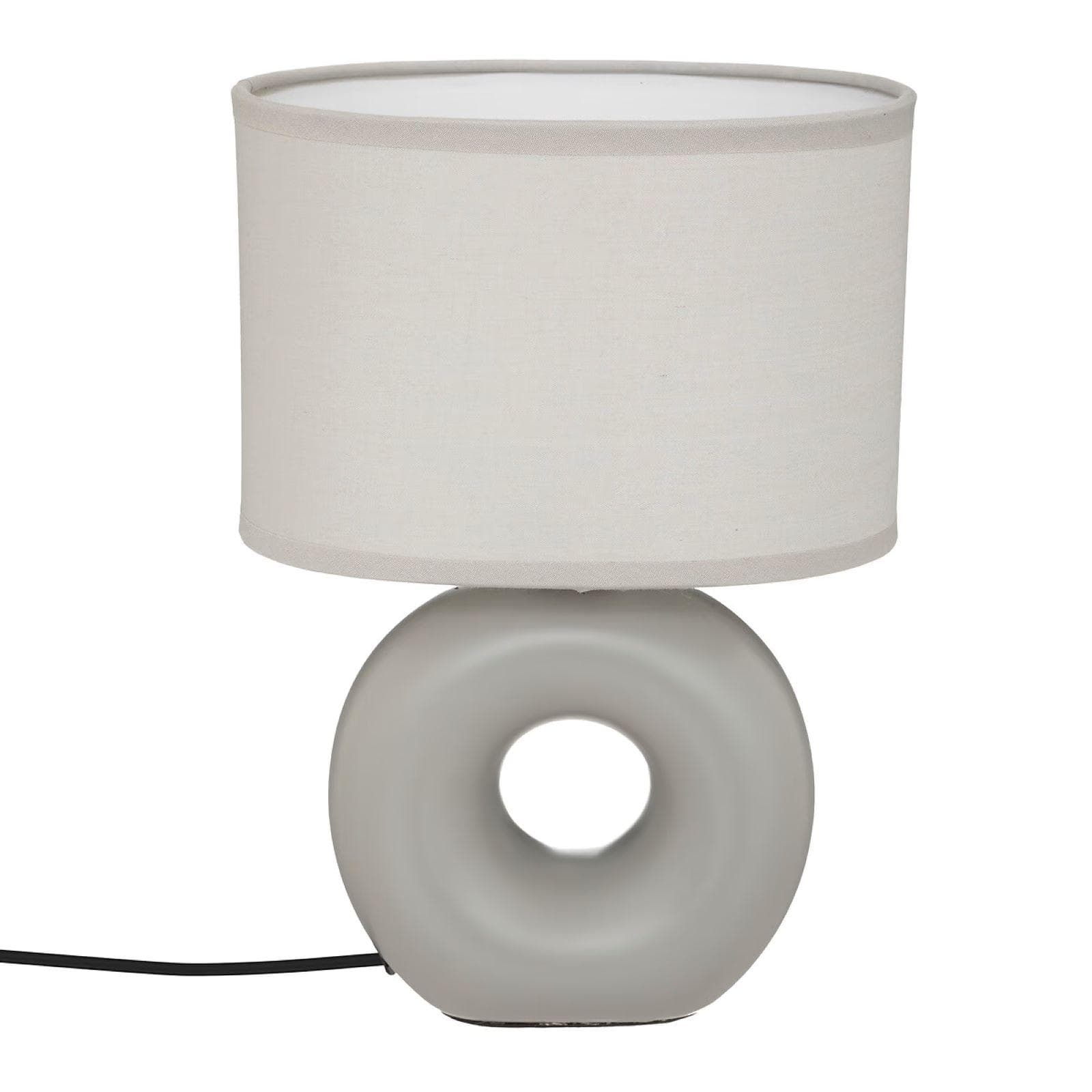 Lampada da tavolo 25h cm in ceramica grigio con paralume in tessuto