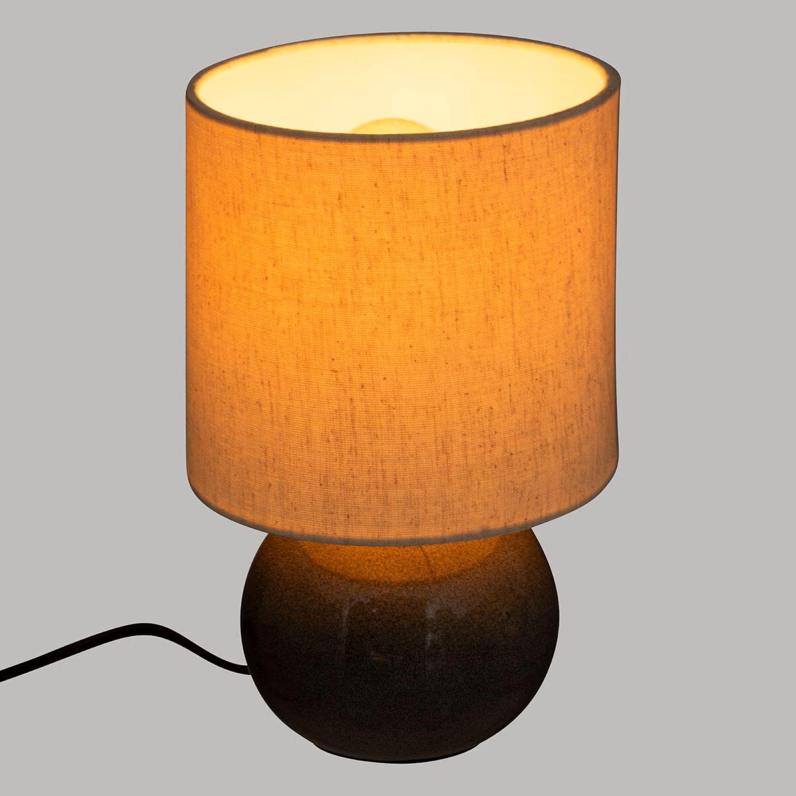 Lampada da tavolo 28h cm in ceramica grigio lucido e paralume in cotone - Bamby