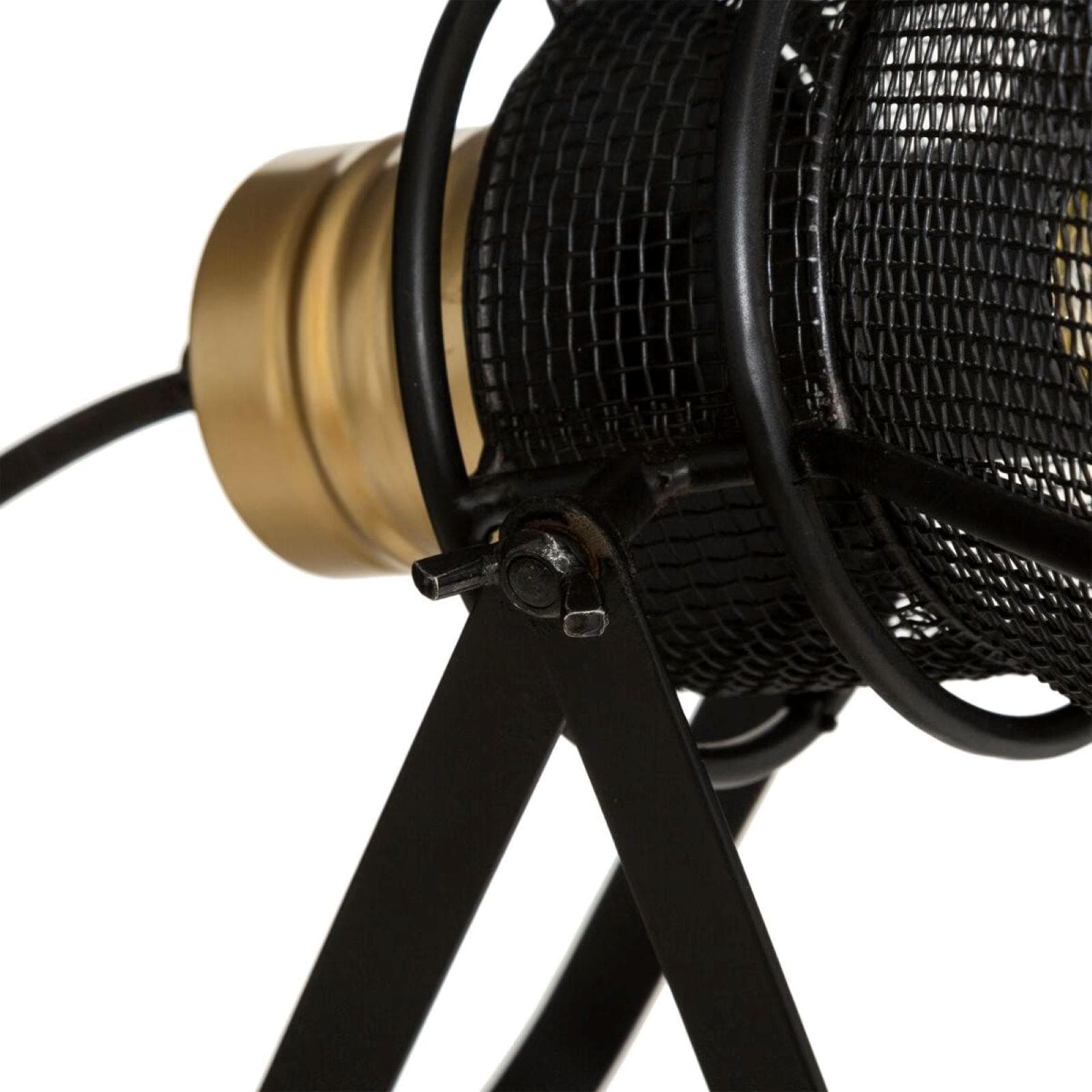 Lampada da tavolo 31h cm in metallo nero e dettaglio oro