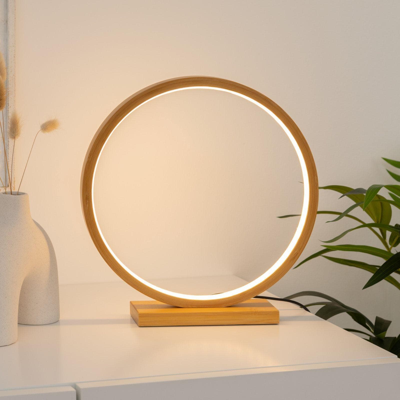 Lampada da tavolo 32h cm rotonda in bambù naturale