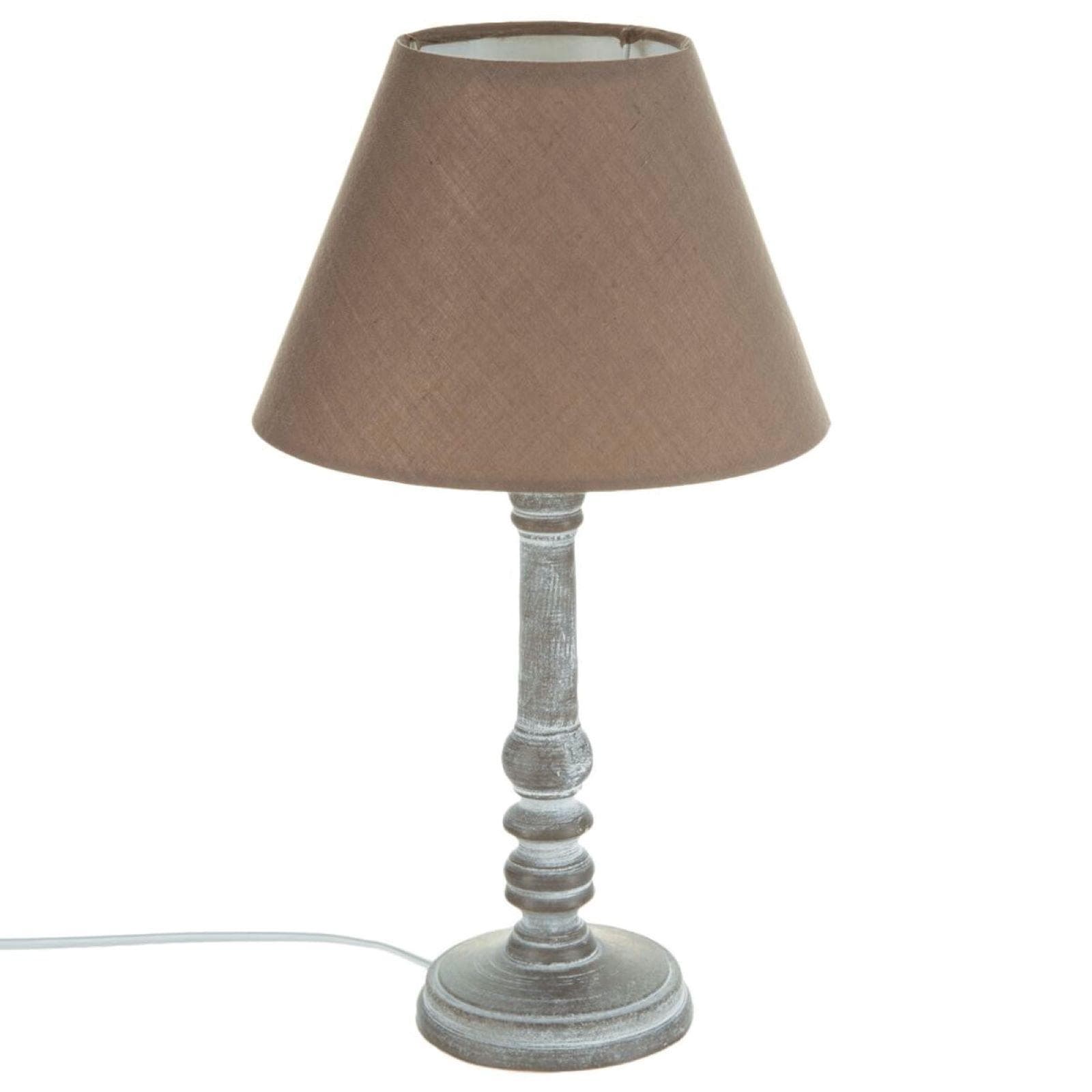 Lampada da tavolo 36 h cm con paralume in cotone e struttura grigio anticato