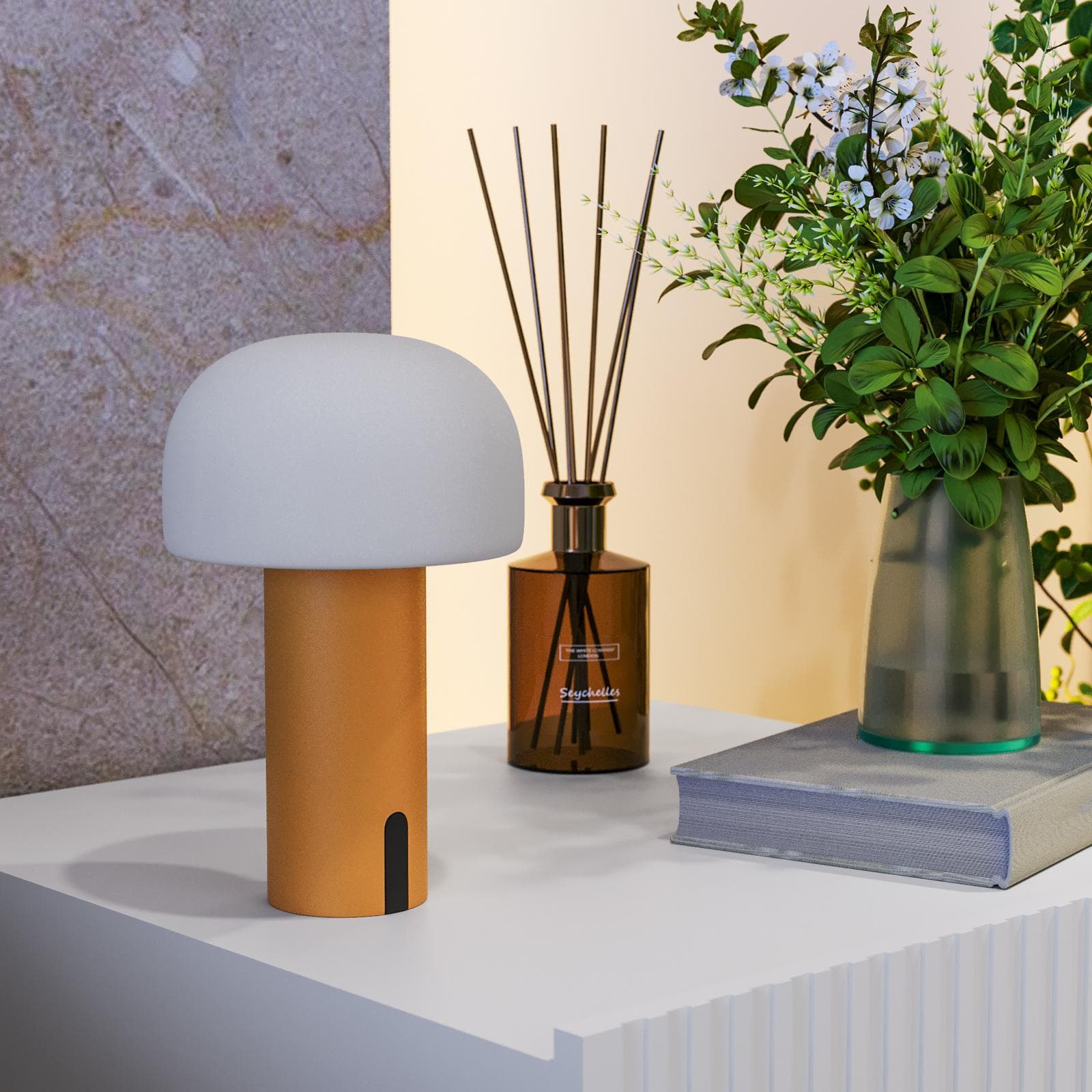 Lampada da tavolo LED paralume rotondo 15 cm in alluminio arancione - Bramble