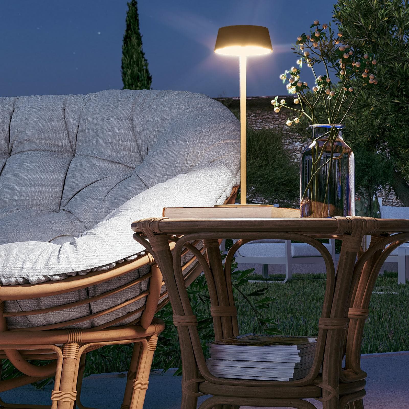Lampada LED da tavolo portatile in alluminio cappuccino - Daikiri