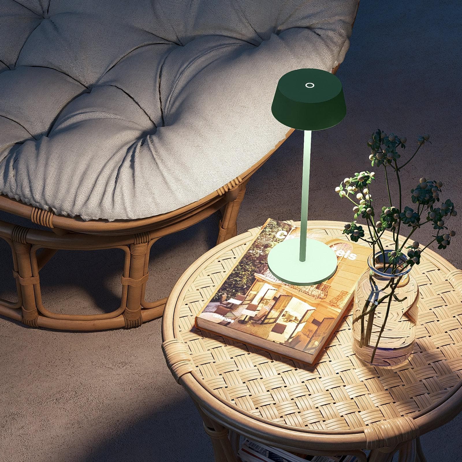 Lampada LED da tavolo portatile in alluminio verde giada - Daikiri