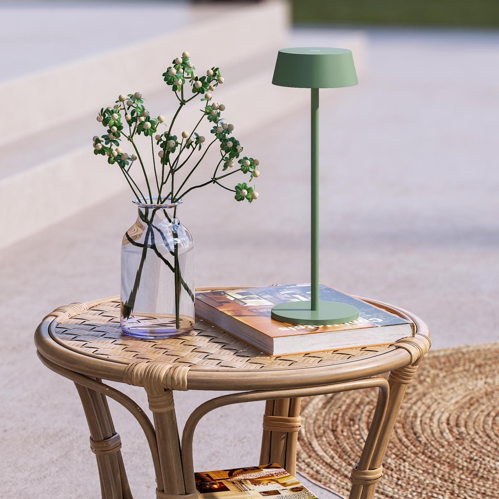 Lampada LED da tavolo portatile in alluminio verde salvia - Daikiri