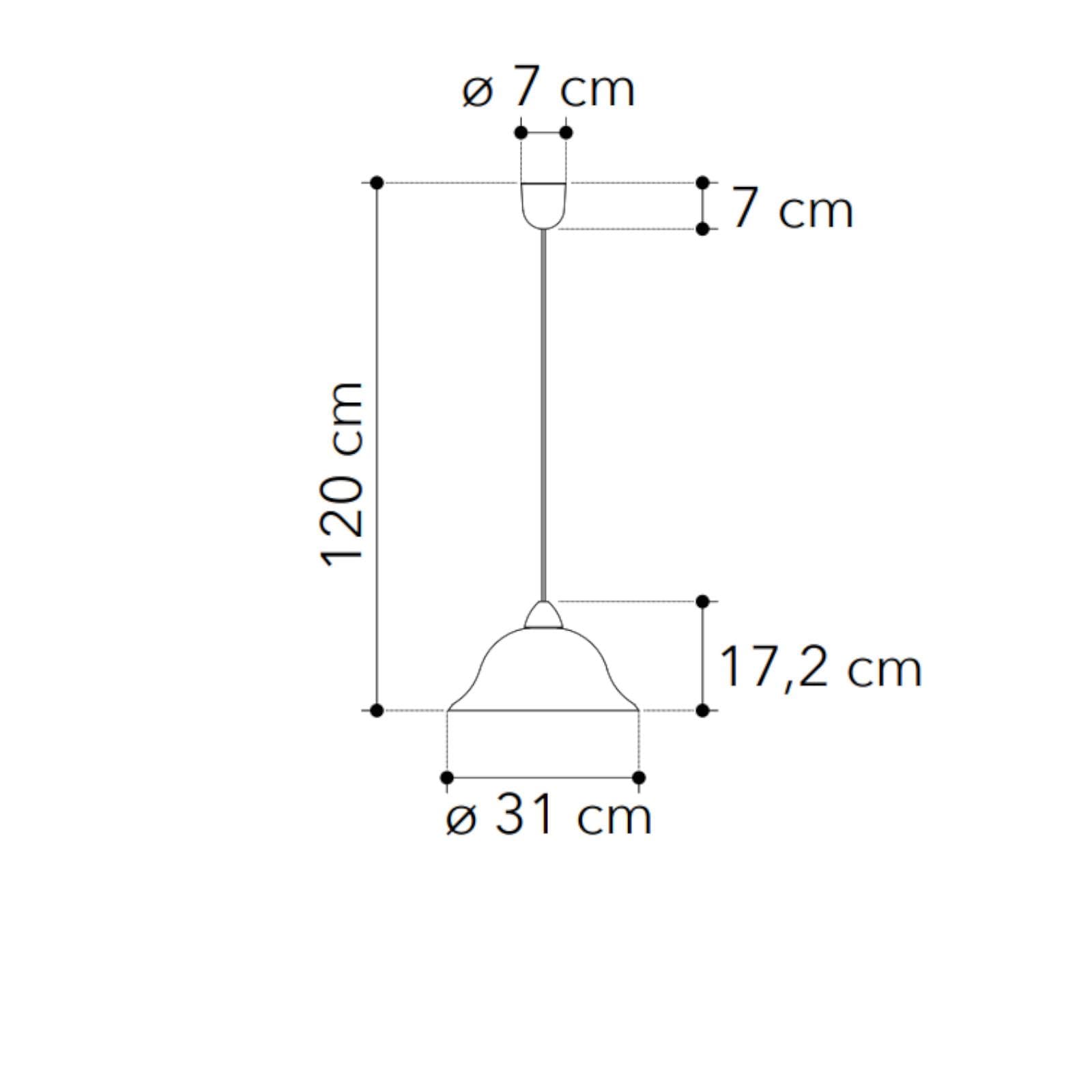 Lampada sospesa 120x31 cm in vetro bianco con bordo blu