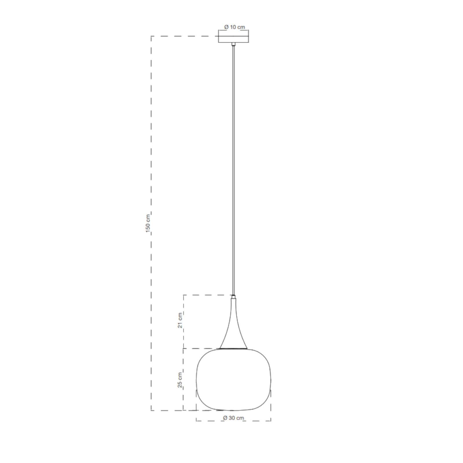 Lampada sospesa 150x30 cm in metallo con diffusore in vetro opale grigio