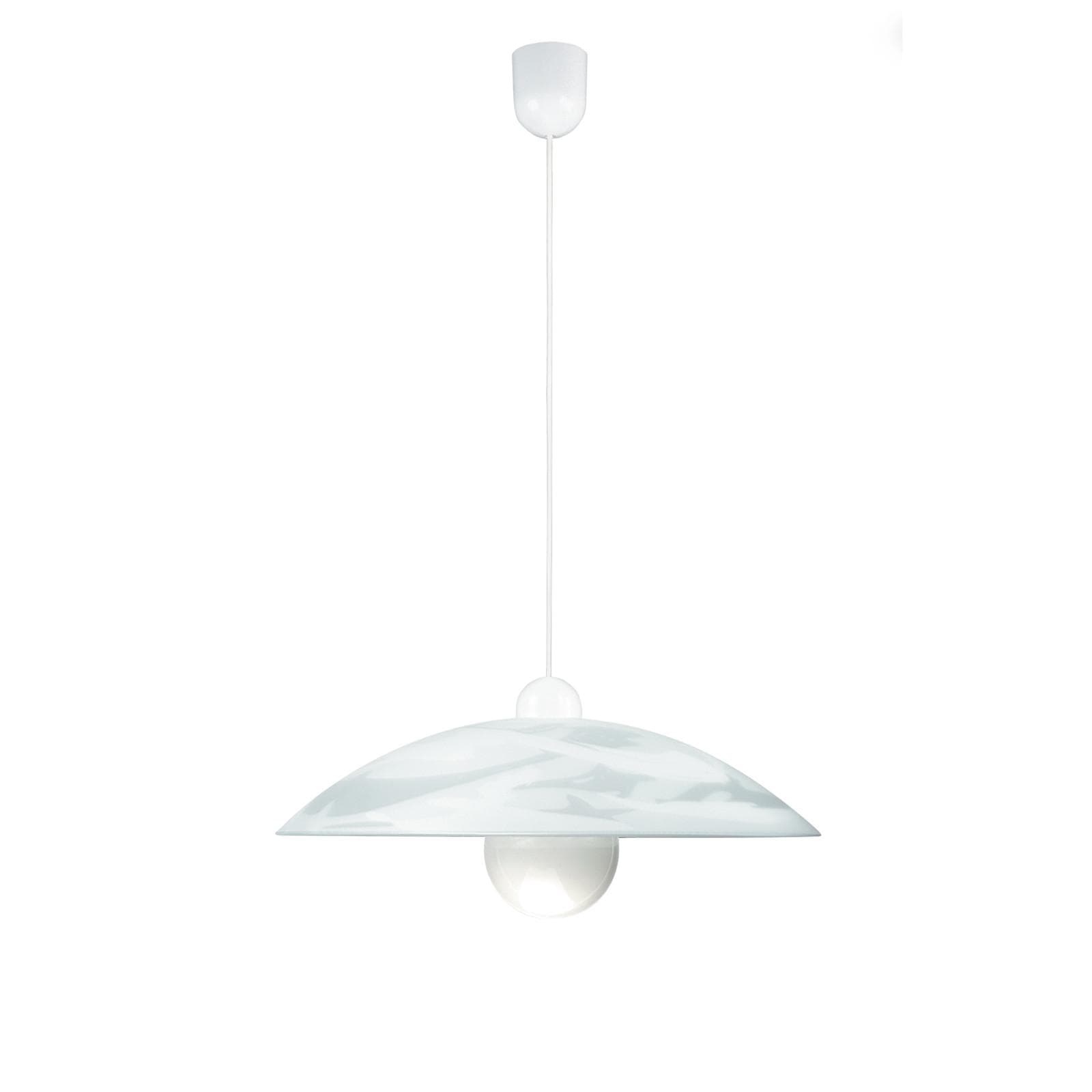 Lampada sospesa 48x120 cm in vetro curvato bianco