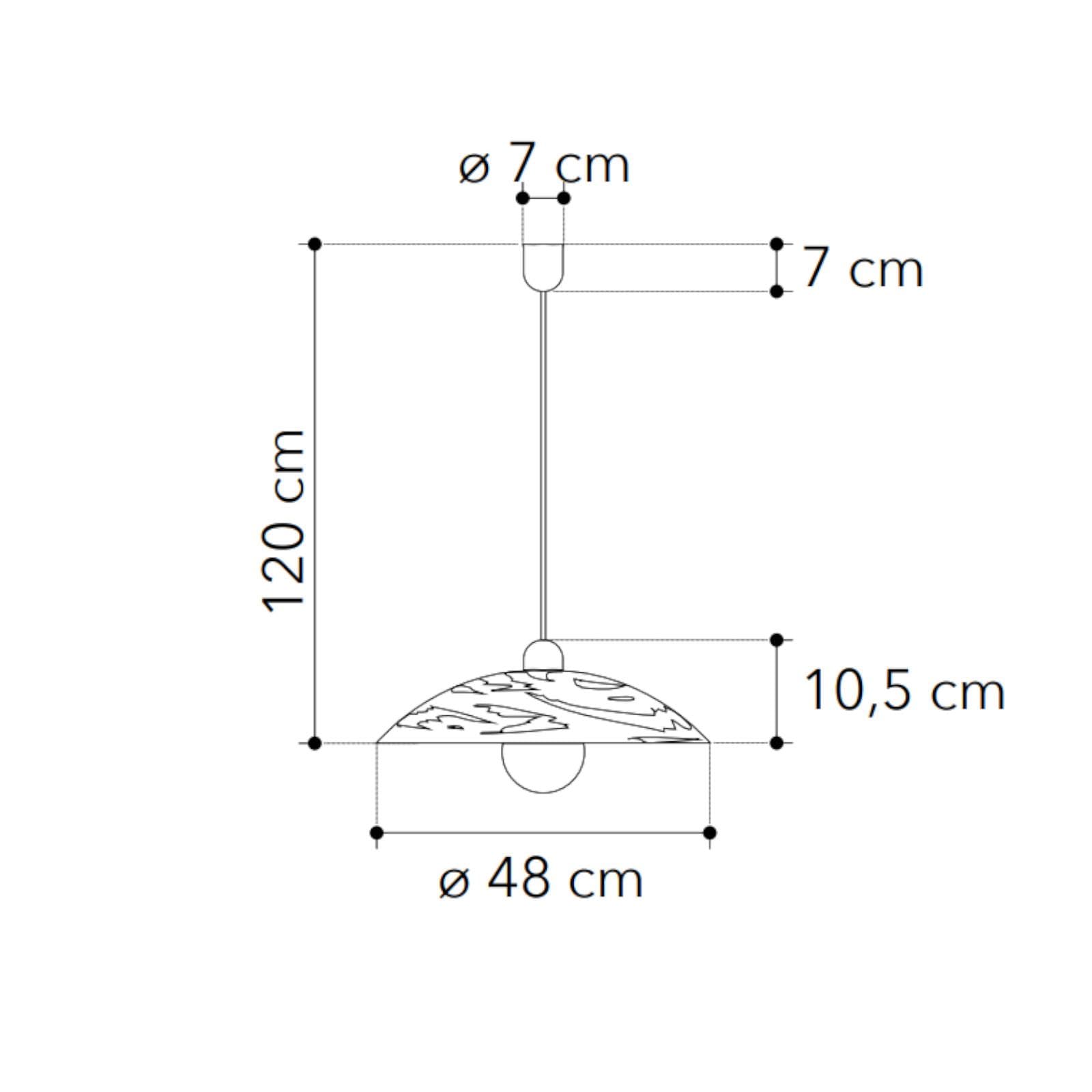 Lampada sospesa 48x120 cm in vetro curvato bianco