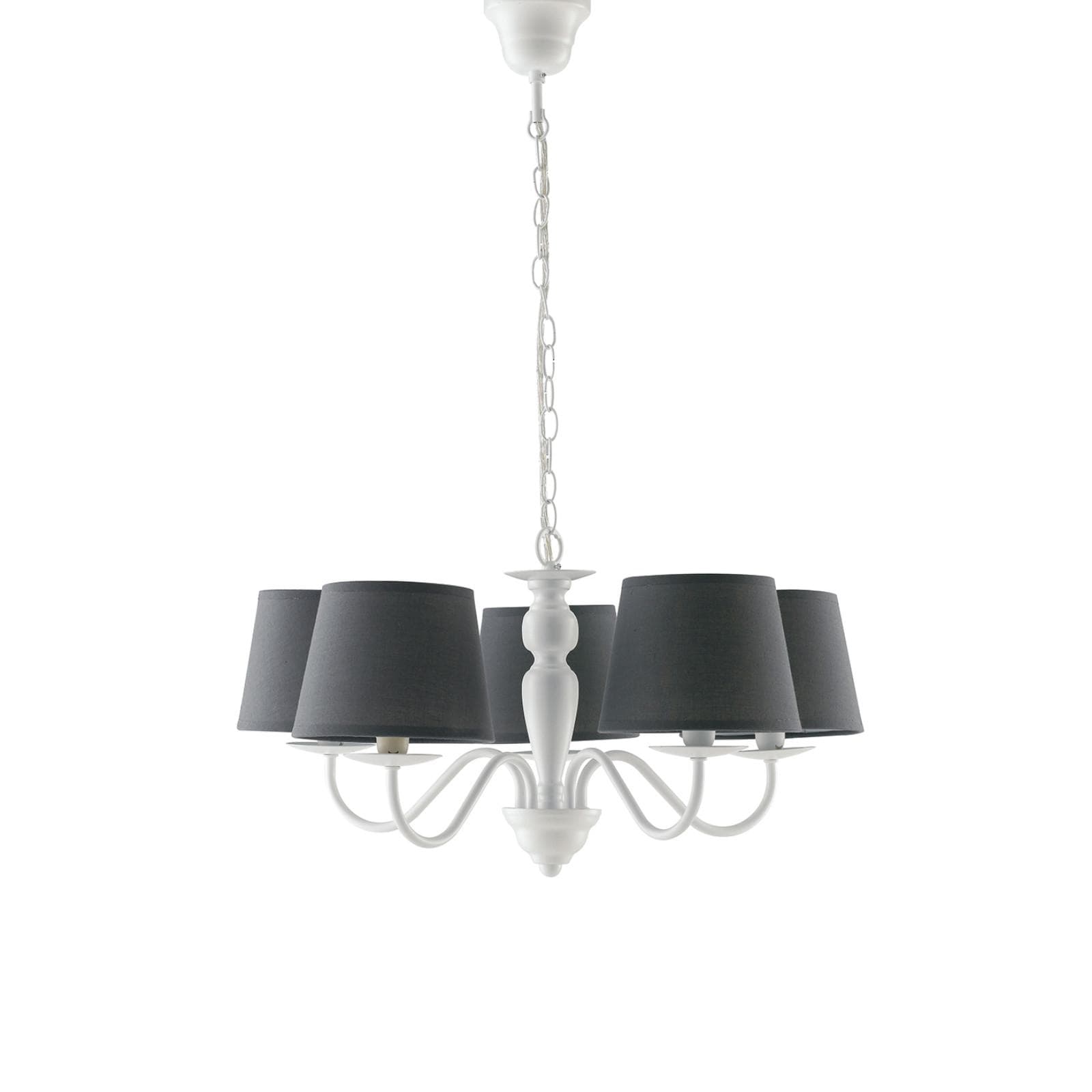 Lampada sospesa 56 cm a 5 luci in metallo bianco e paralume grigio