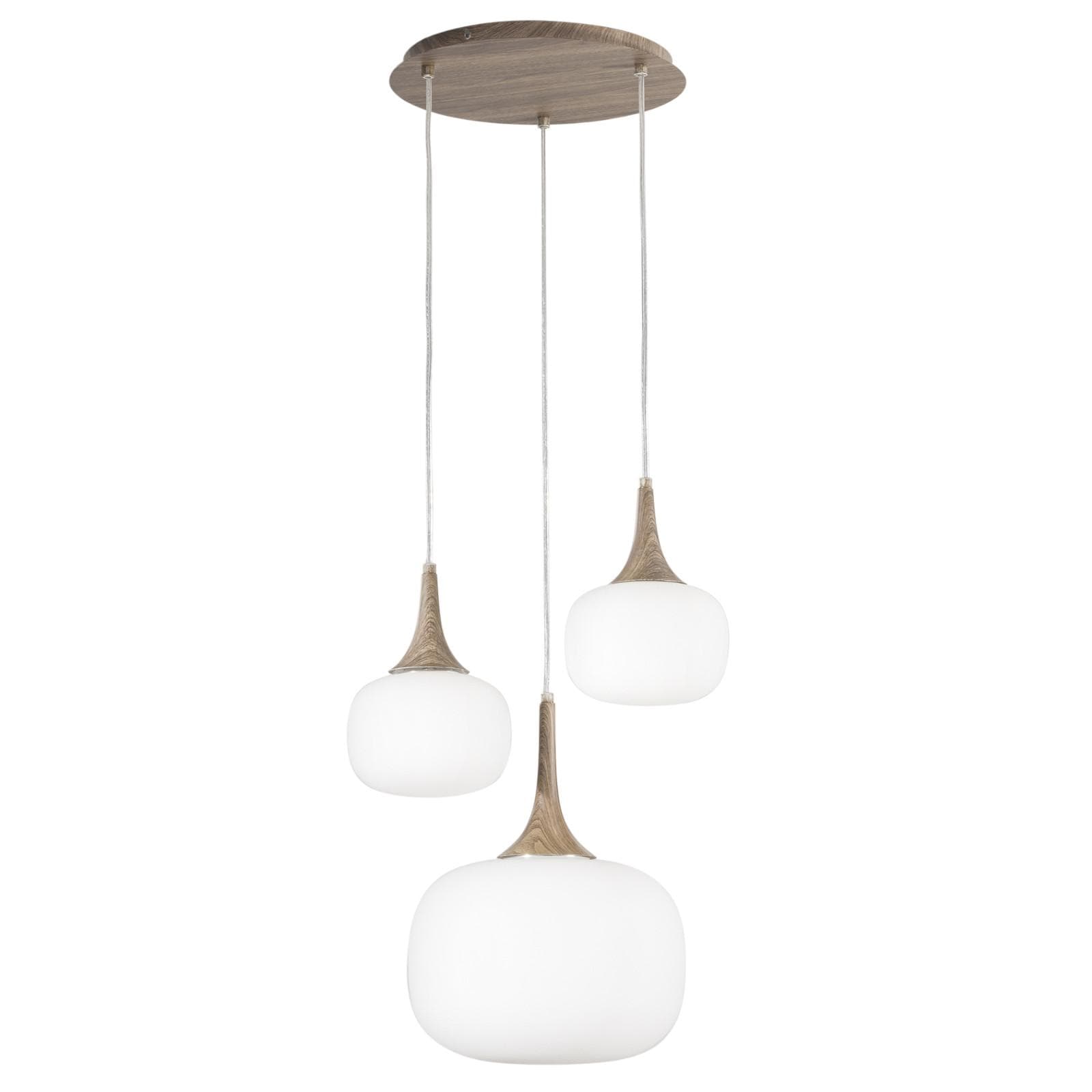 Lampada sospesa multipla 150x39 cm in metallo con diffusore in vetro opale bianco