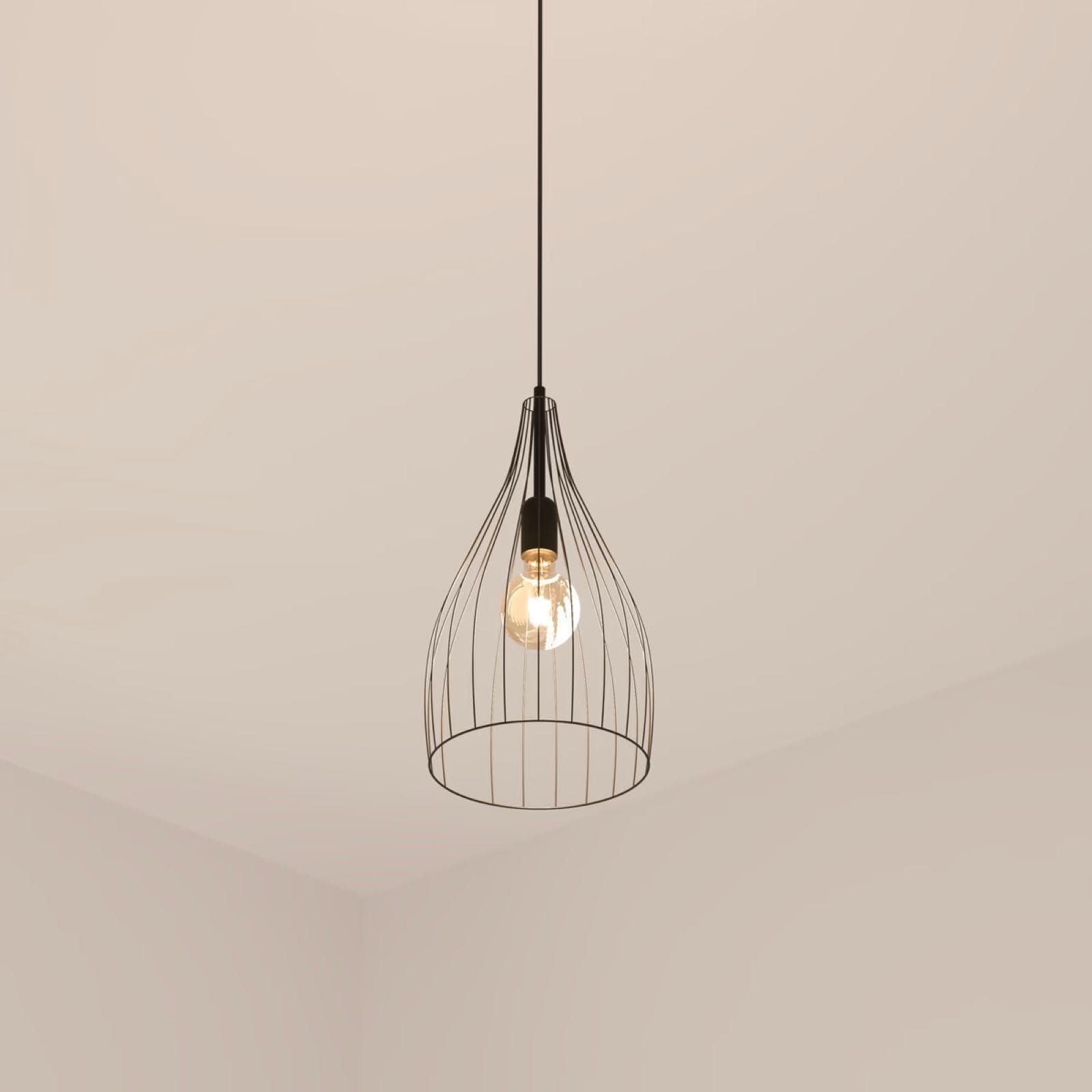 Lampada sospesa rotonda 19 cm in metallo nero