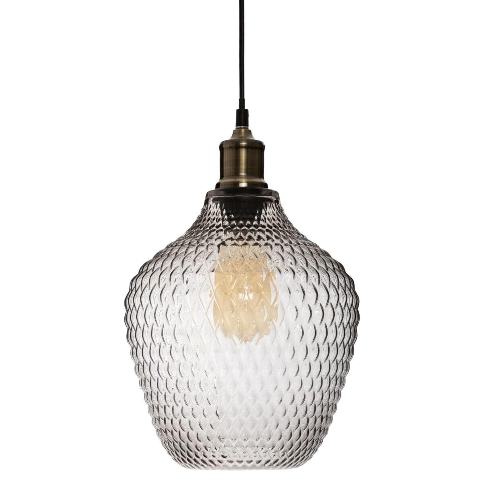 Lampada sospesa rotonda 21 cm in vetro fumè