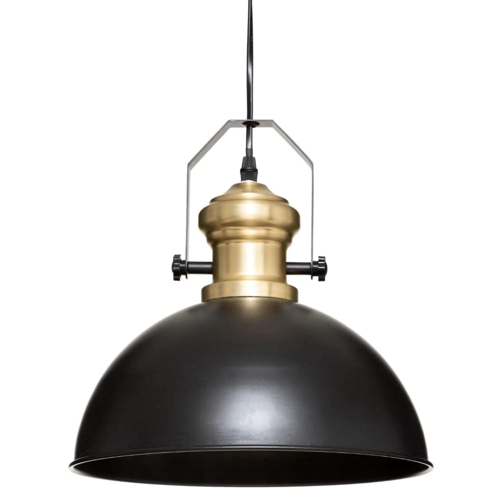 Lampada sospesa rotonda 31 cm in metallo nero e oro