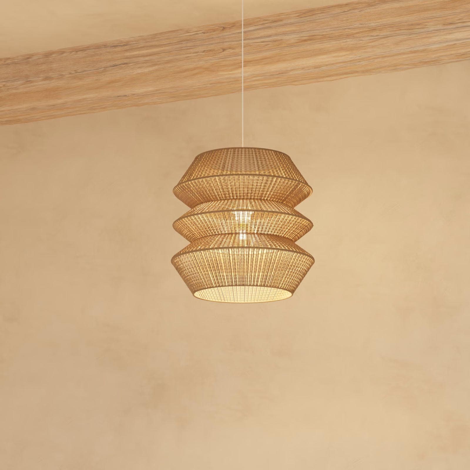 Lampada sospesa rotonda 38 cm in juta naturale e acciaio