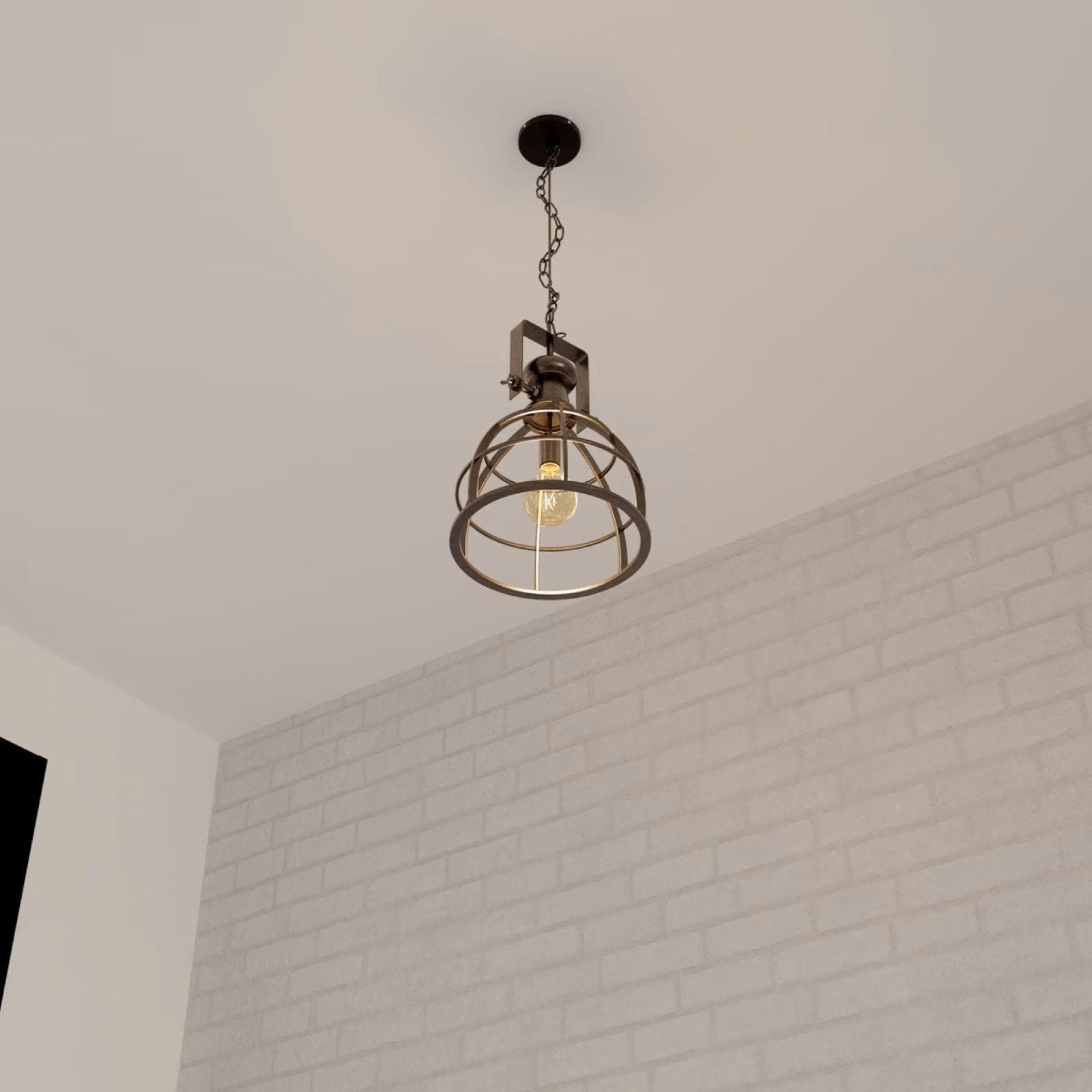 Lampada sospesa rotonda 41 cm in metallo tortora articato