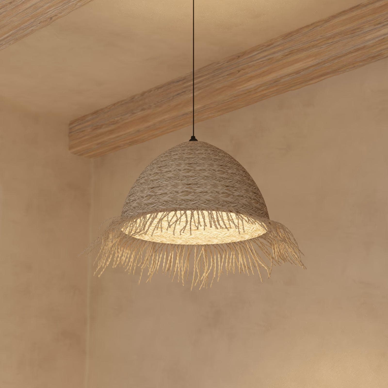 Lampada sospesa rotonda 56 cm in paglia naturale