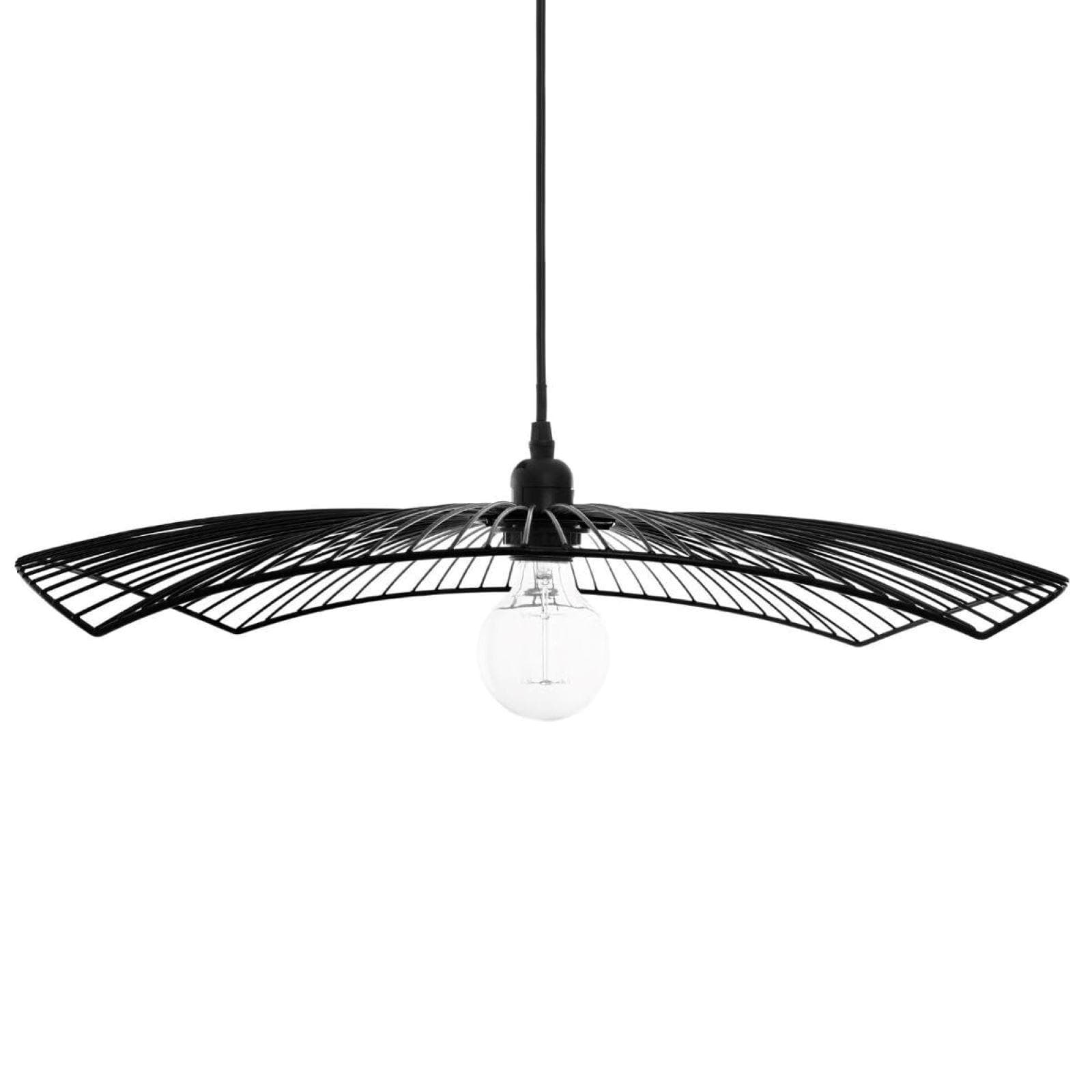 Lampada sospesa rotonda 59 cm in metallo nero