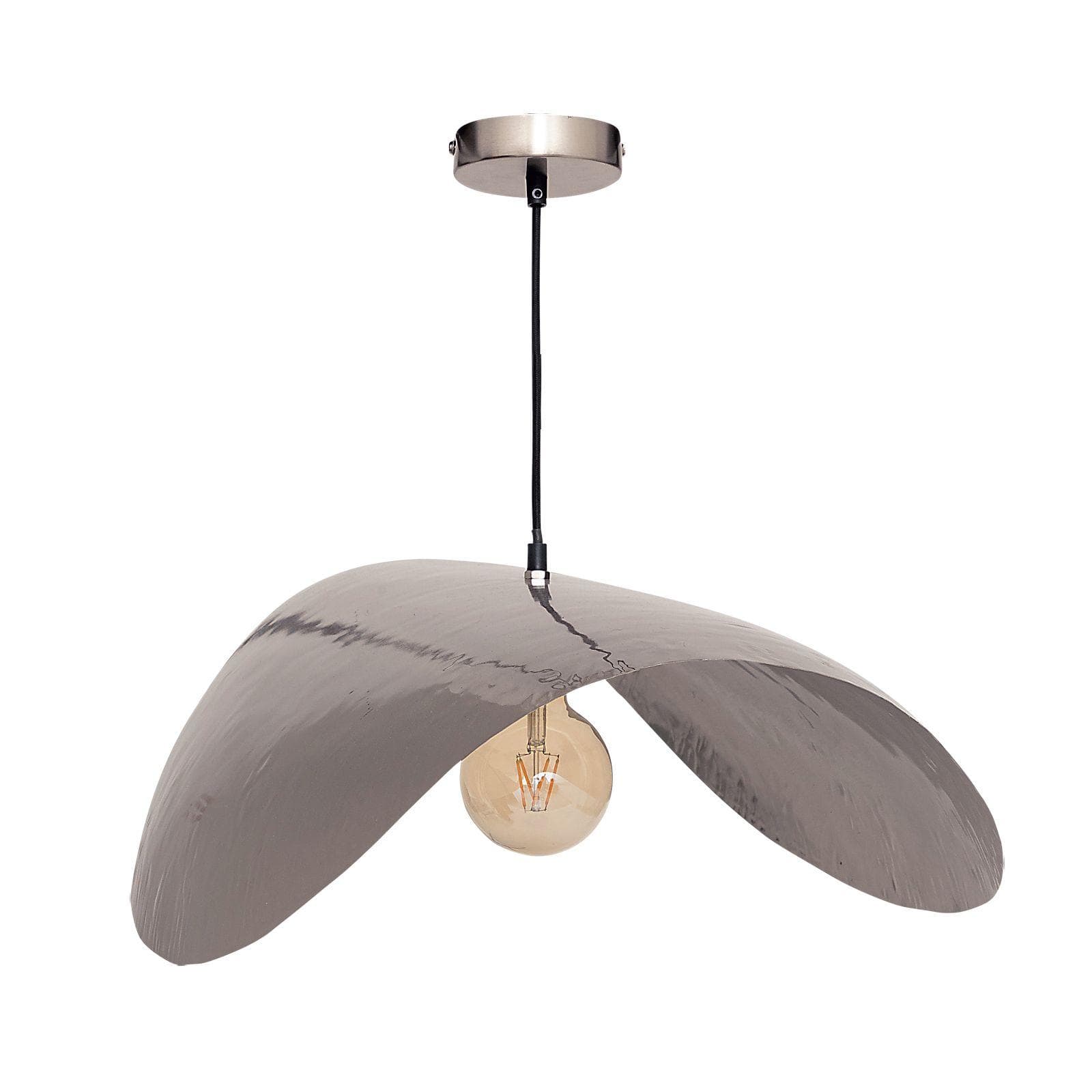 Lampada sospesa rotonda 80 cm in metallo cromo