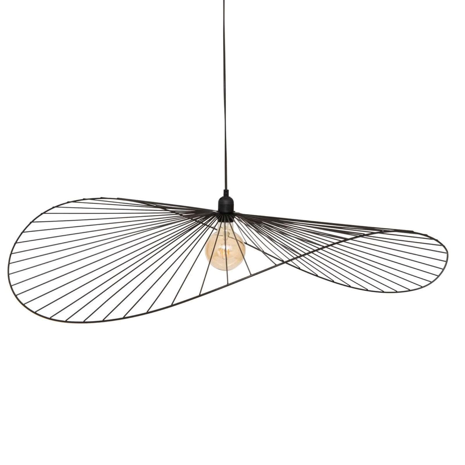 Lampada sospesa rotonda 98 cm in acciaio nero