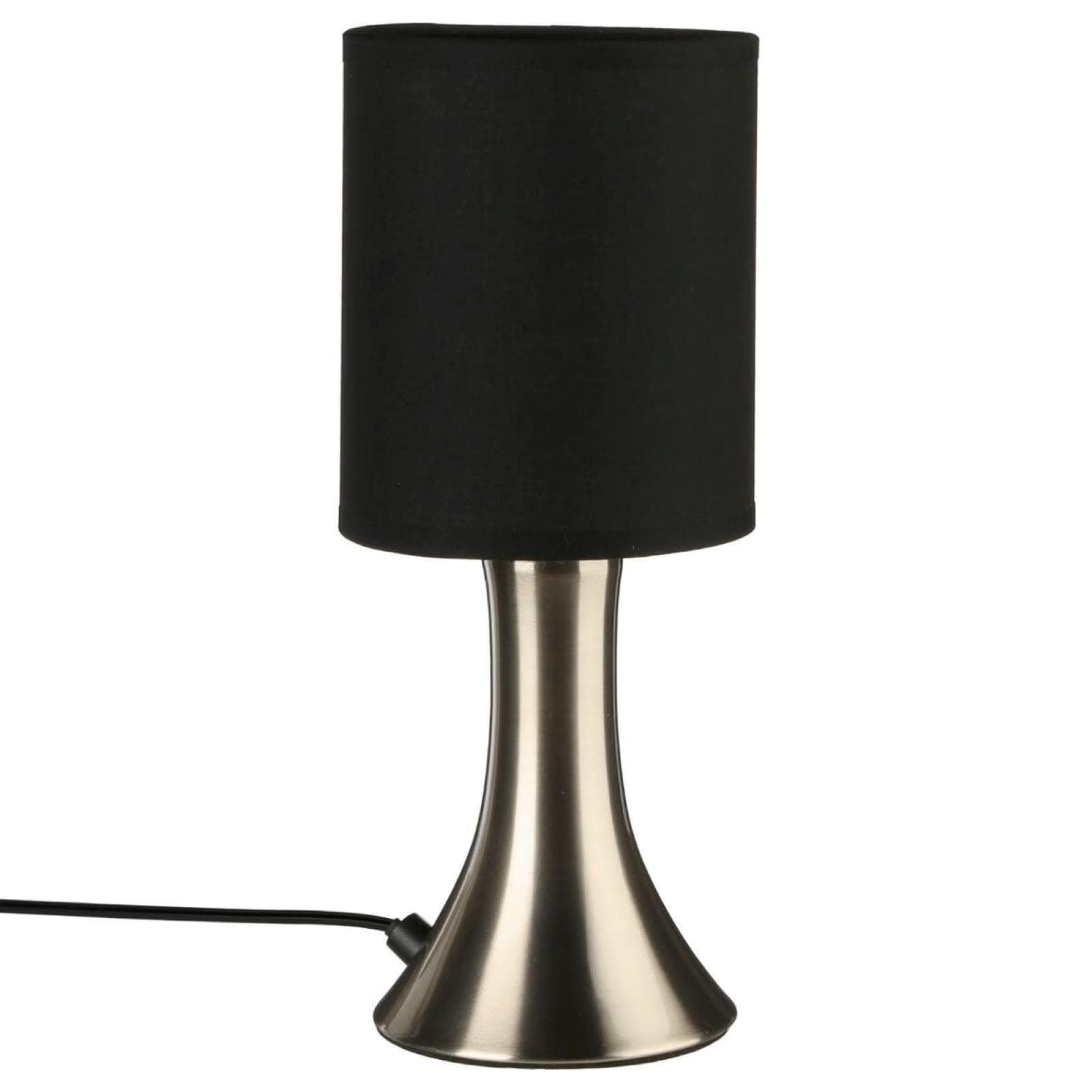 Lampada touch 28h cm in metallo e paralume nero