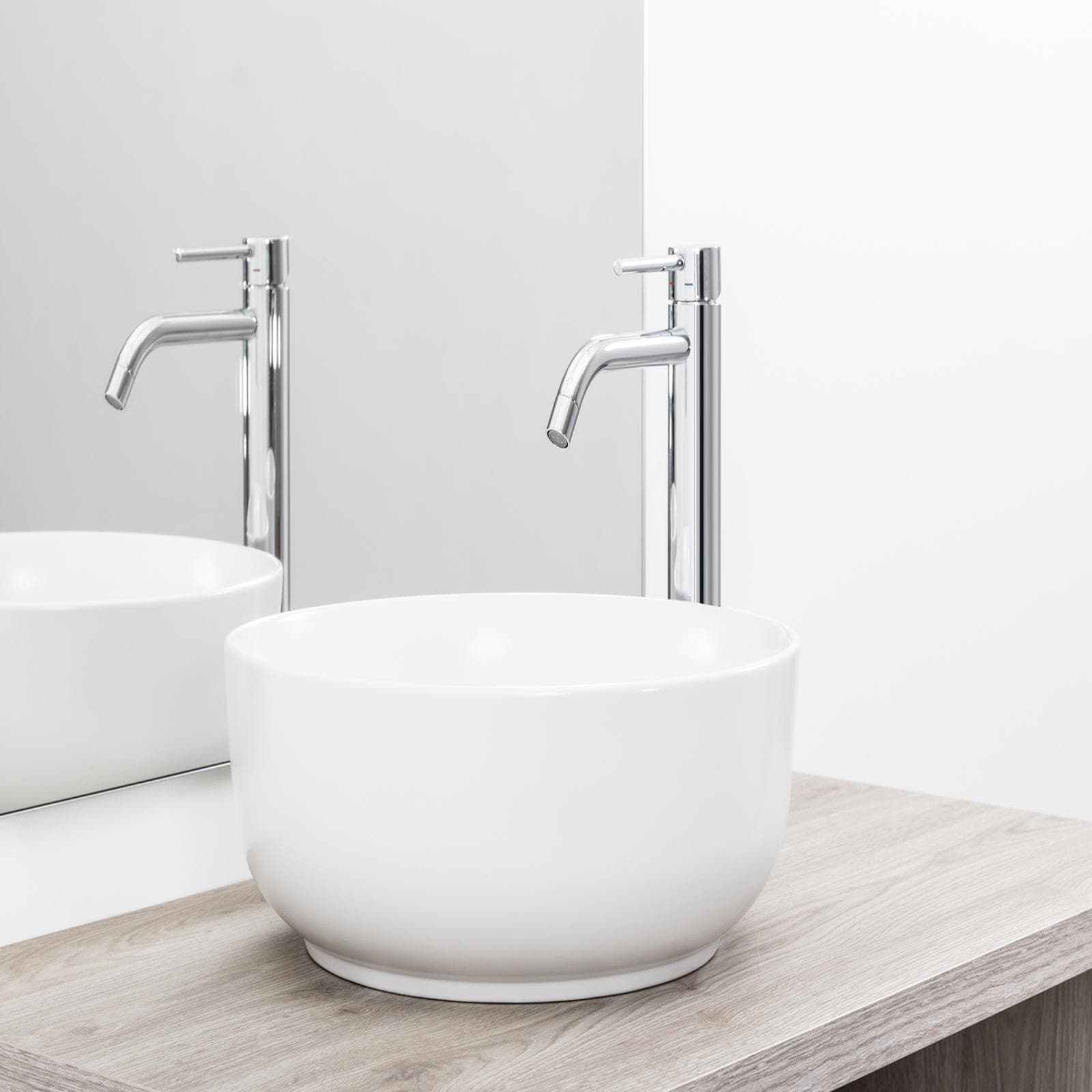 Lavabo bacinella da appoggio 36cm in ceramica ultraslim bianco opaco