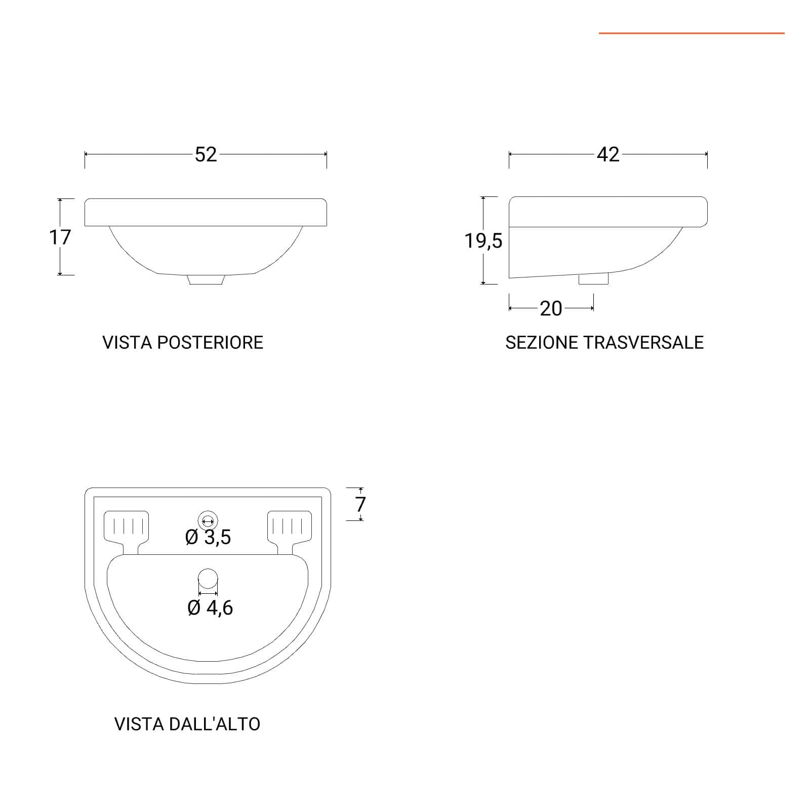 Lavabo circolare sospeso in ceramica bianca 52 cm - Mystic