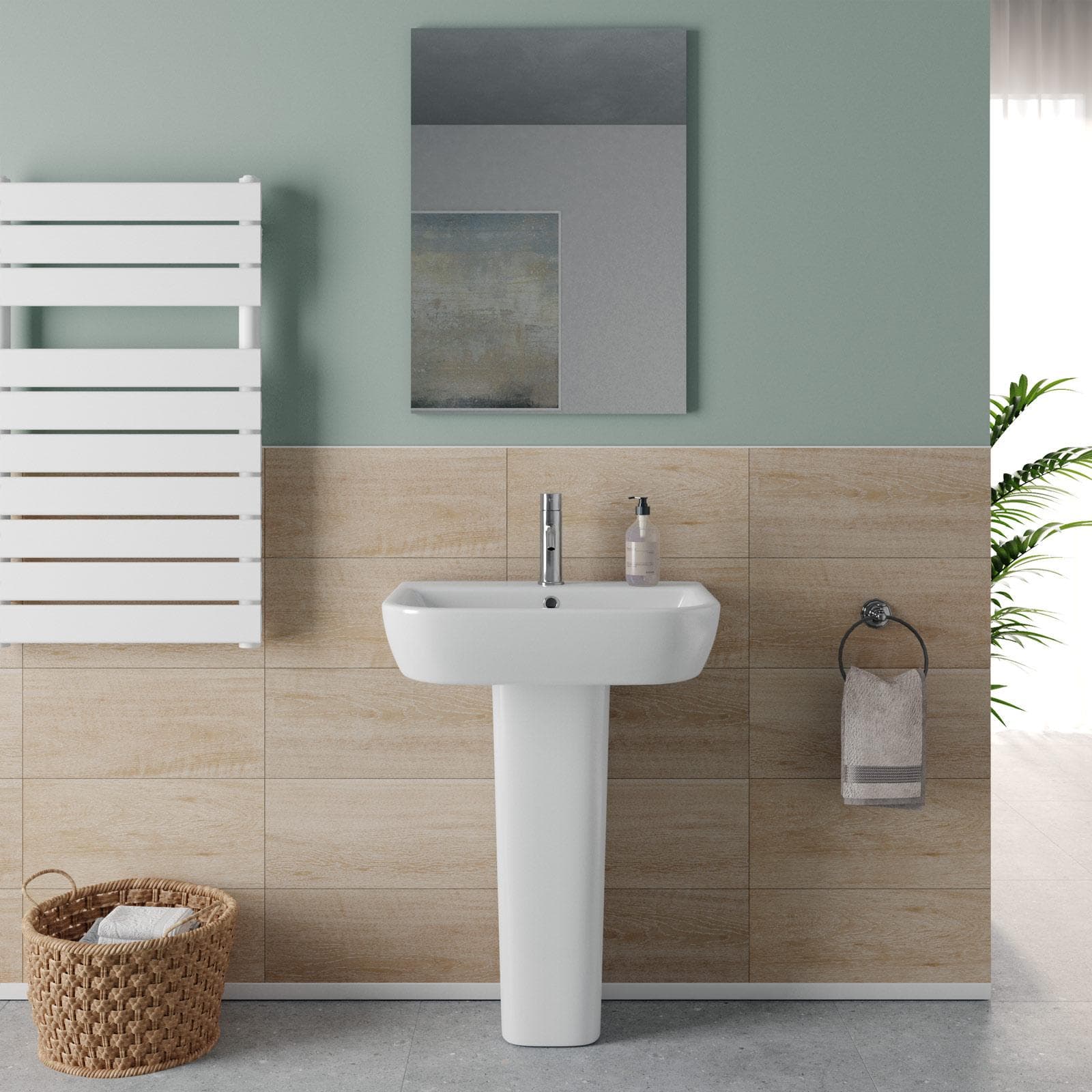 Lavabo con colonna 45 cm in ceramica bianco - Concord