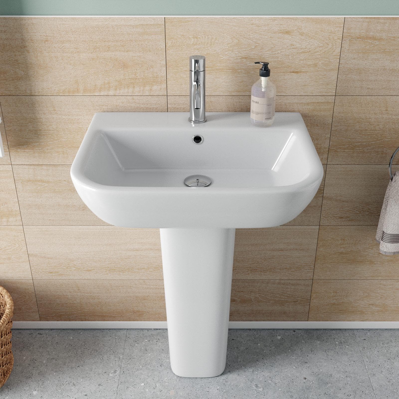 Lavabo con colonna 45 cm in ceramica bianco - Concord