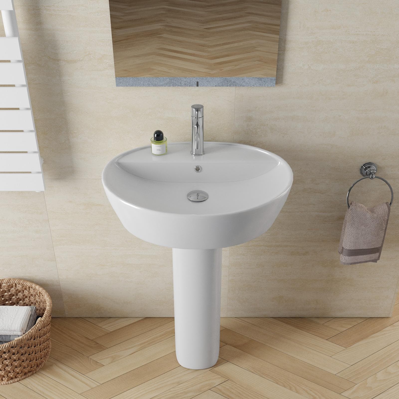Lavabo con colonna 57 cm in ceramica bianco - Clear