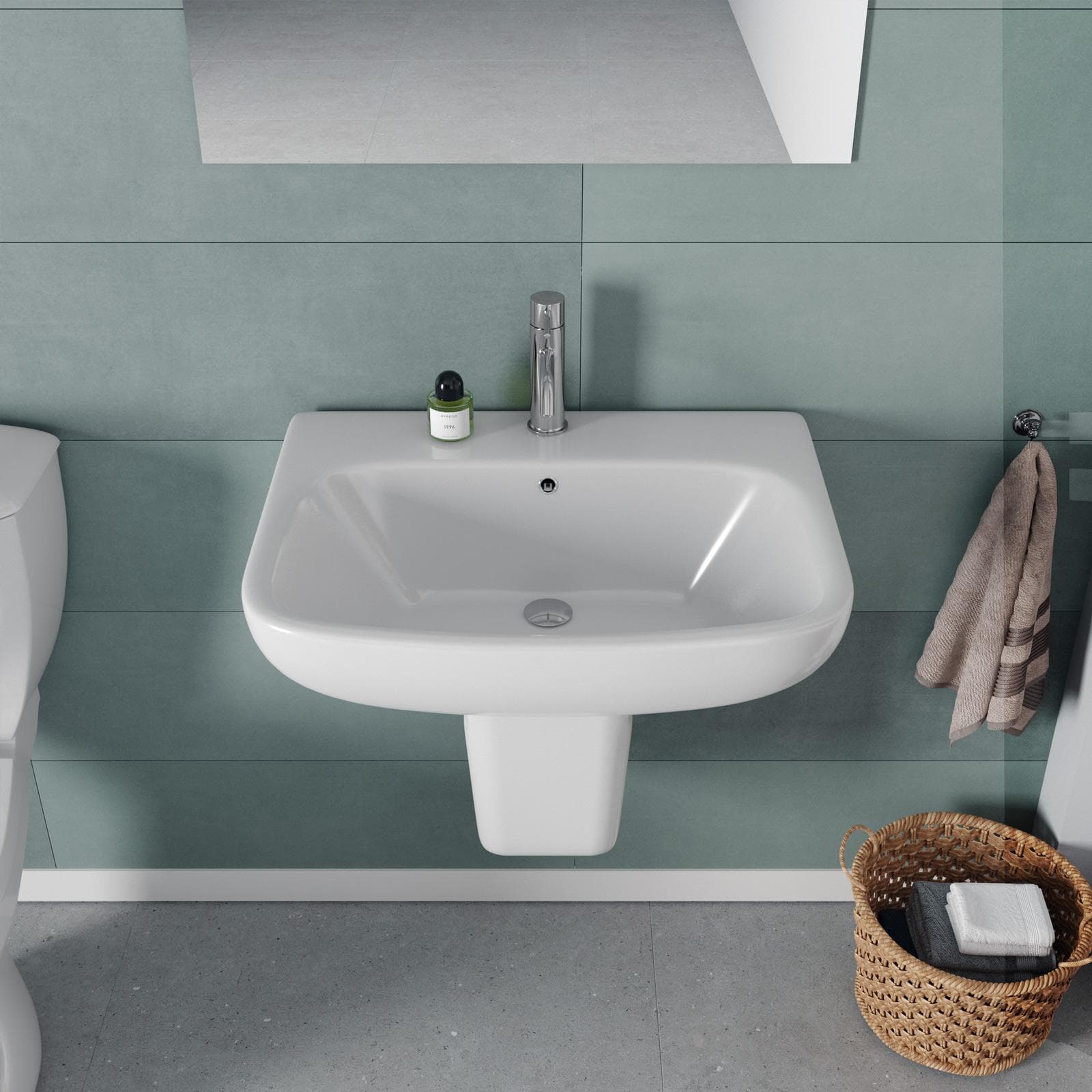 Lavabo con colonna 60 cm in ceramica bianco - Malen