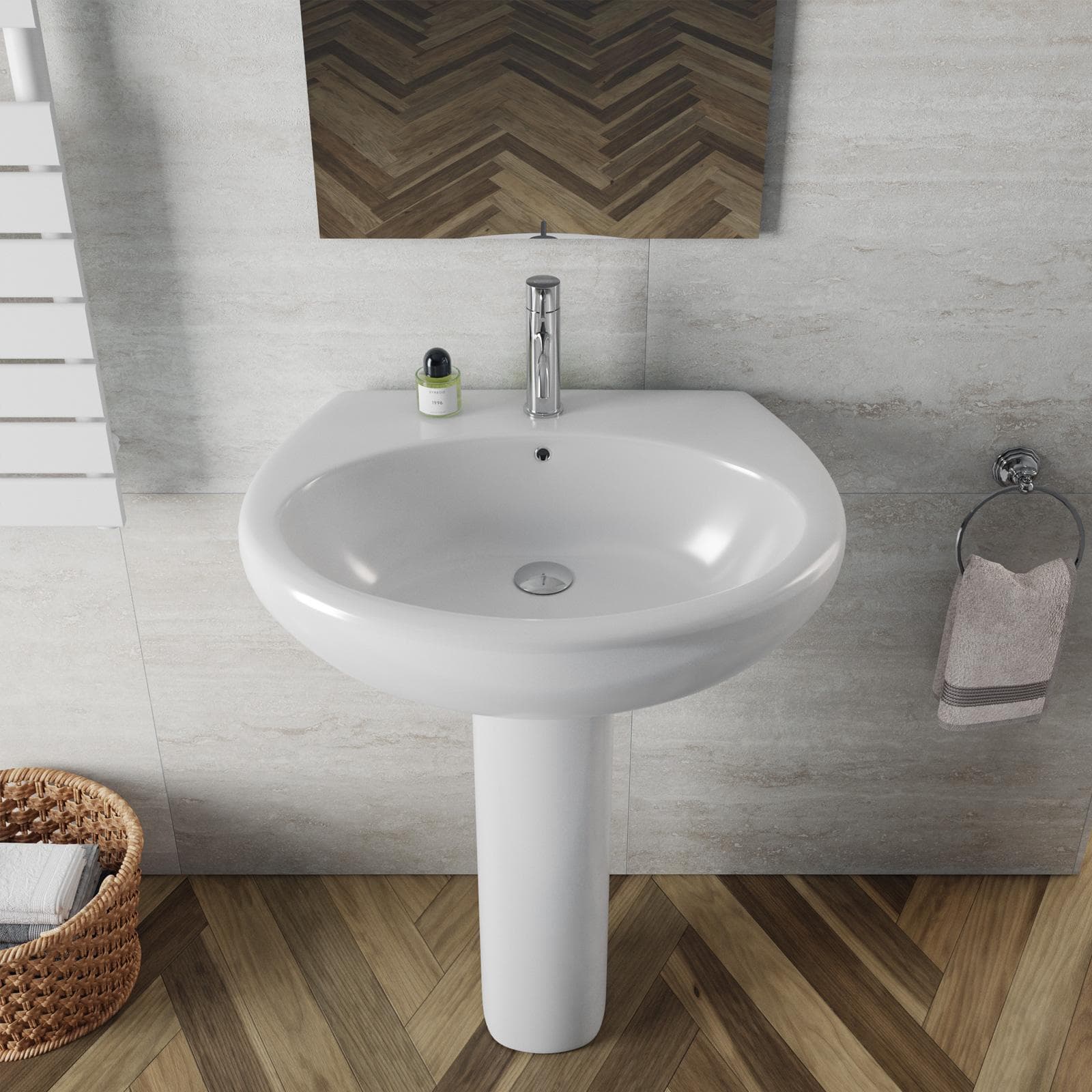 Lavabo con colonna 68 cm in ceramica bianco - Clear