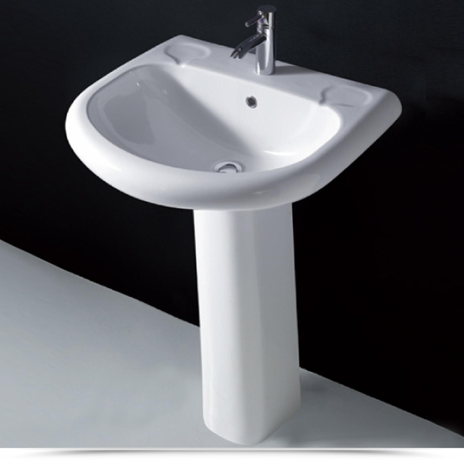 Lavabo con colonna in ceramica 66x55 cm bianco monoforo - Shira