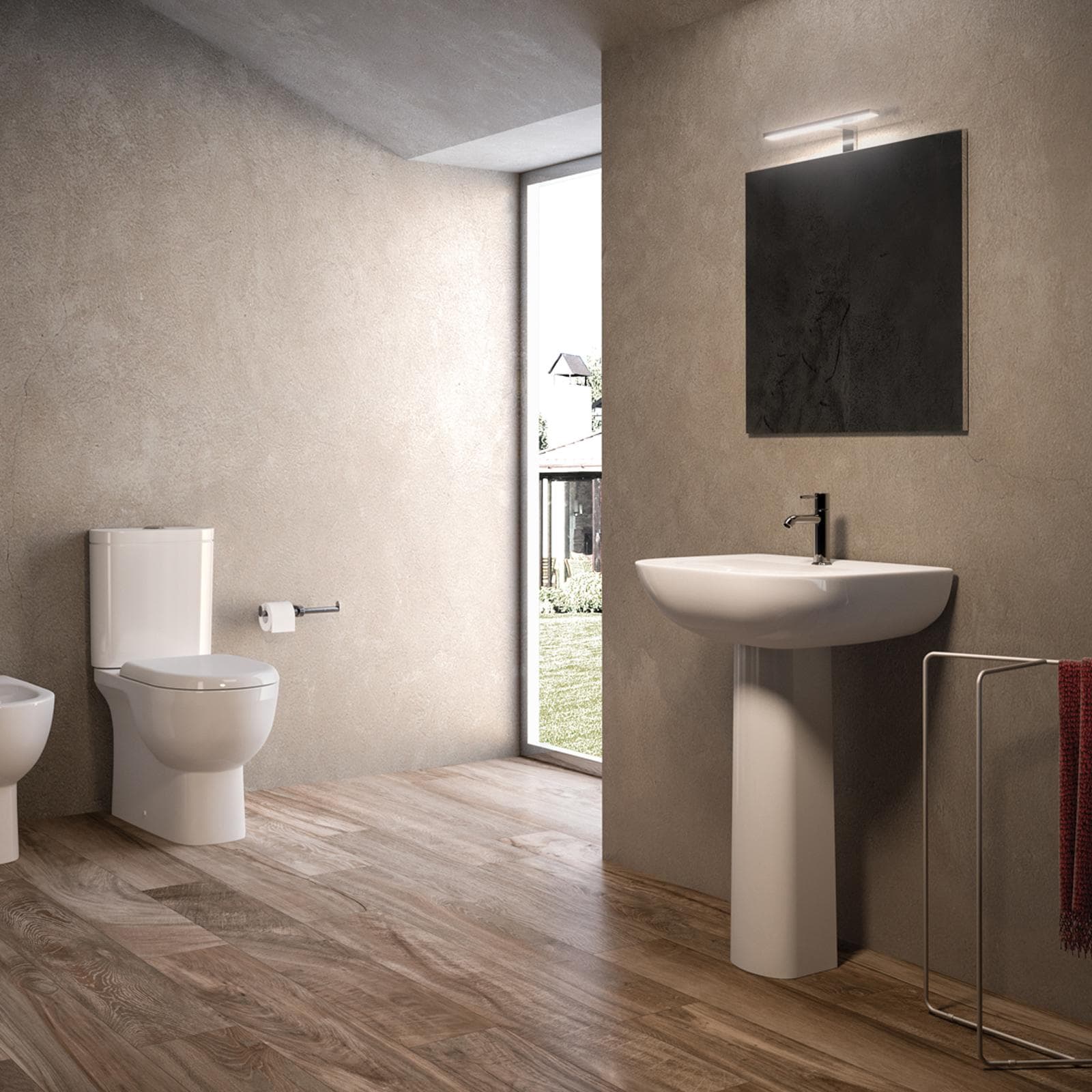 Lavabo in ceramica con colonna 45 cm bianco - Ligor