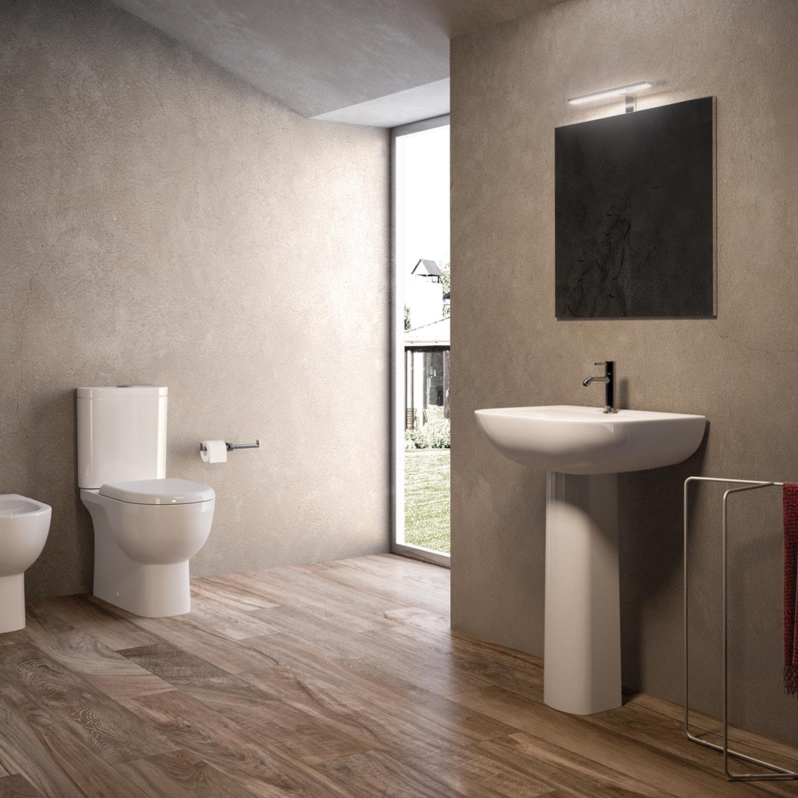 Lavabo in ceramica con colonna 55 cm bianco - Ligor