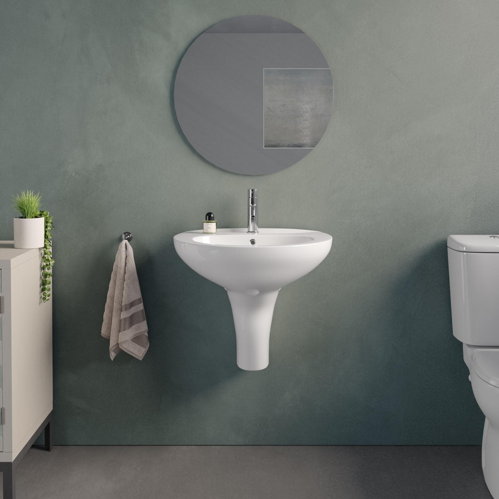 Lavabo con semicolonna 55 cm in ceramica bianco - Casper