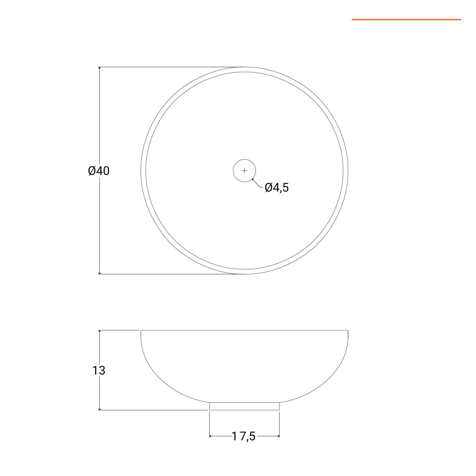 Lavabo d' appoggio 40 cm bianco opaco in ceramica ultraslim - Cloe