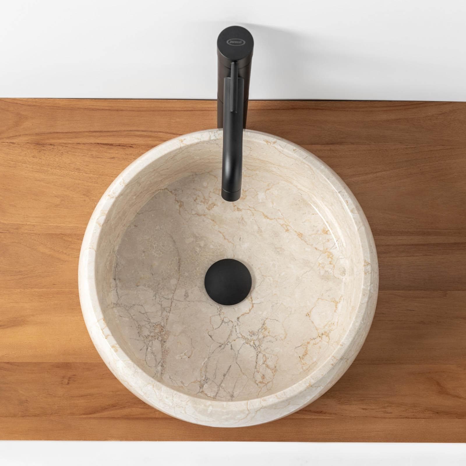 Lavabo da appoggio 40 cm in marmo semilucido crema - Artizan
