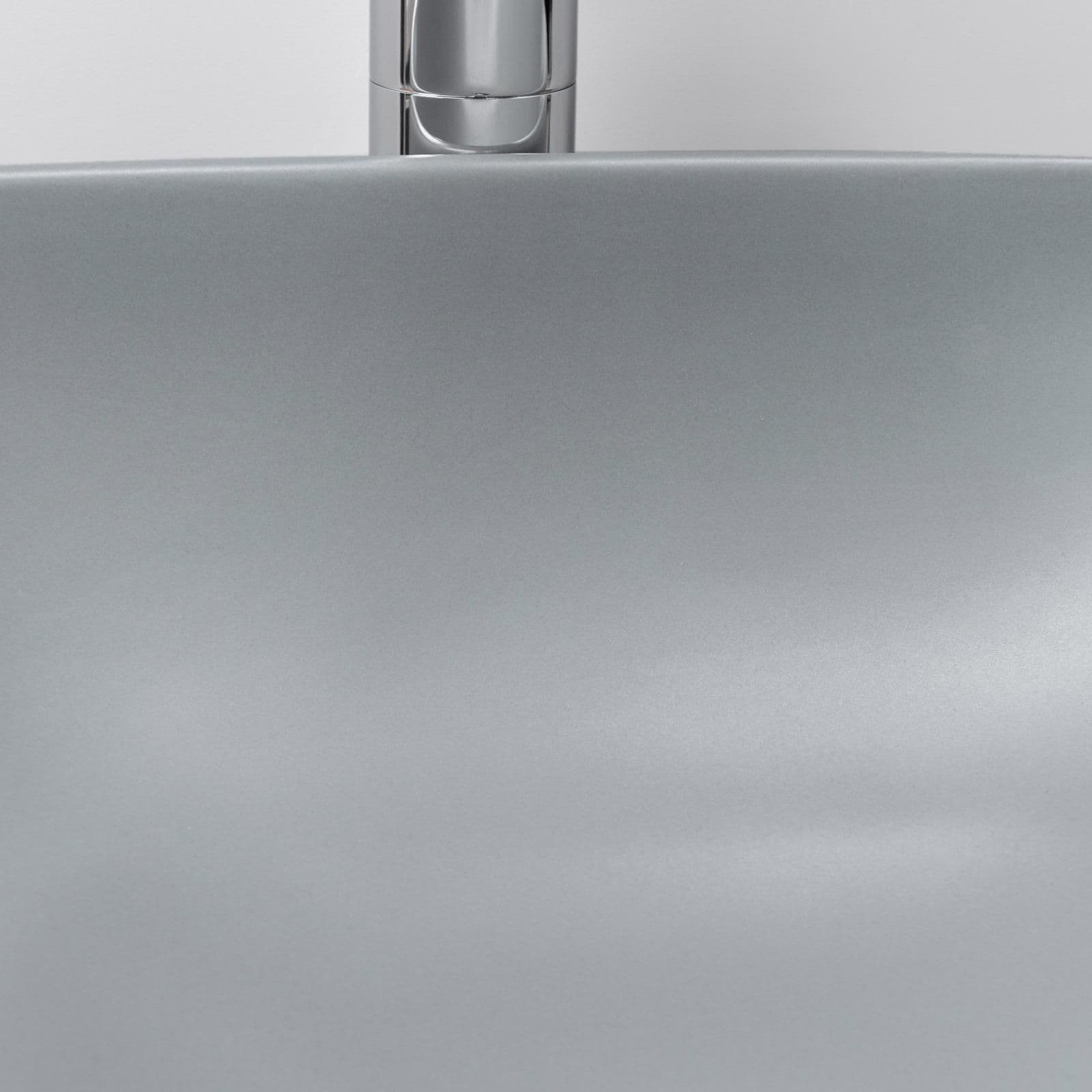Lavabo da appoggio a bacinella 42x42cm in ceramica grigio opaco