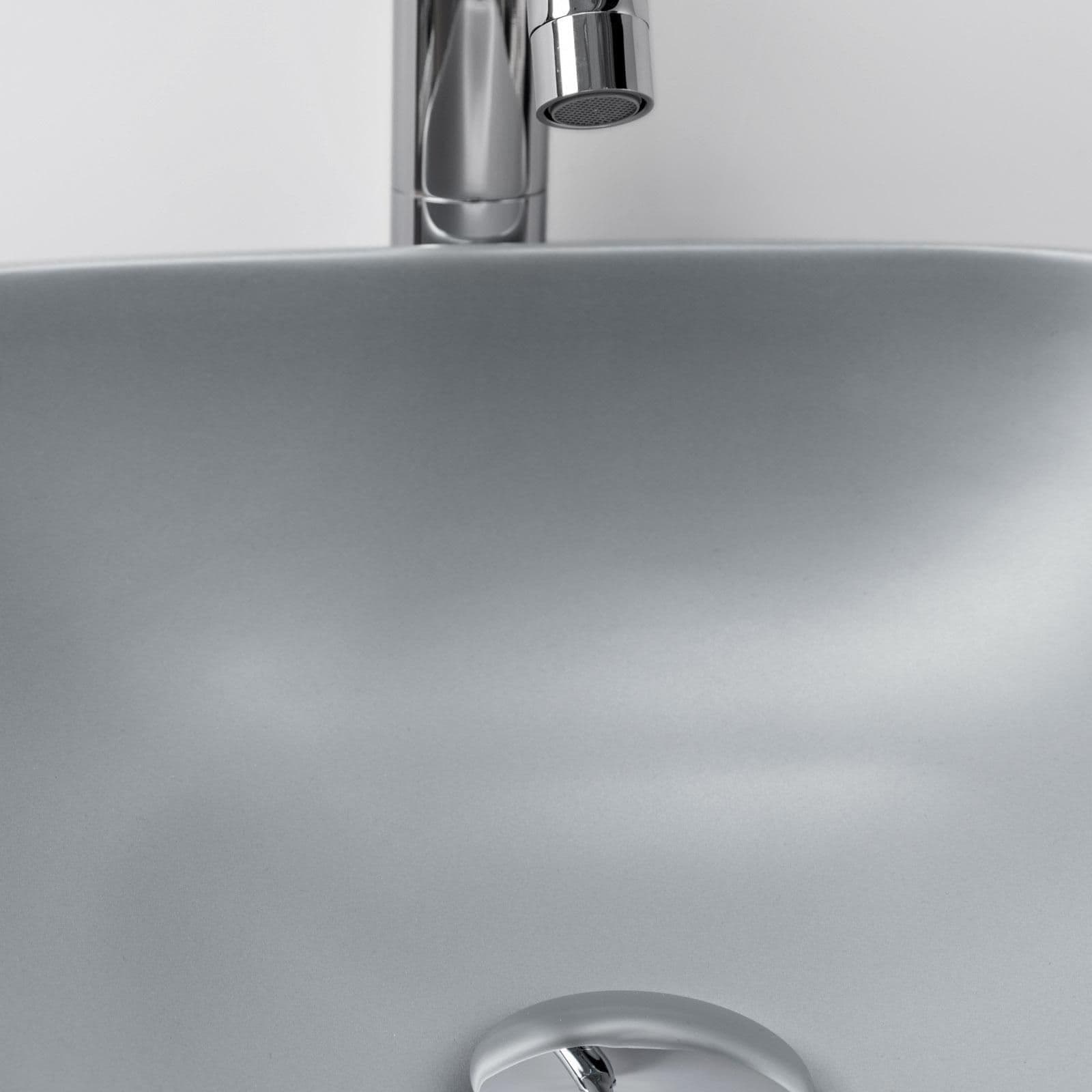 Lavabo da appoggio a bacinella 42x42cm in ceramica grigio opaco
