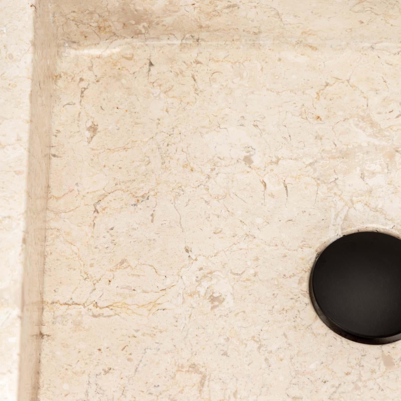 Lavabo da appoggio monoforo 40x40 cm in marmo crema lucido - Artizan