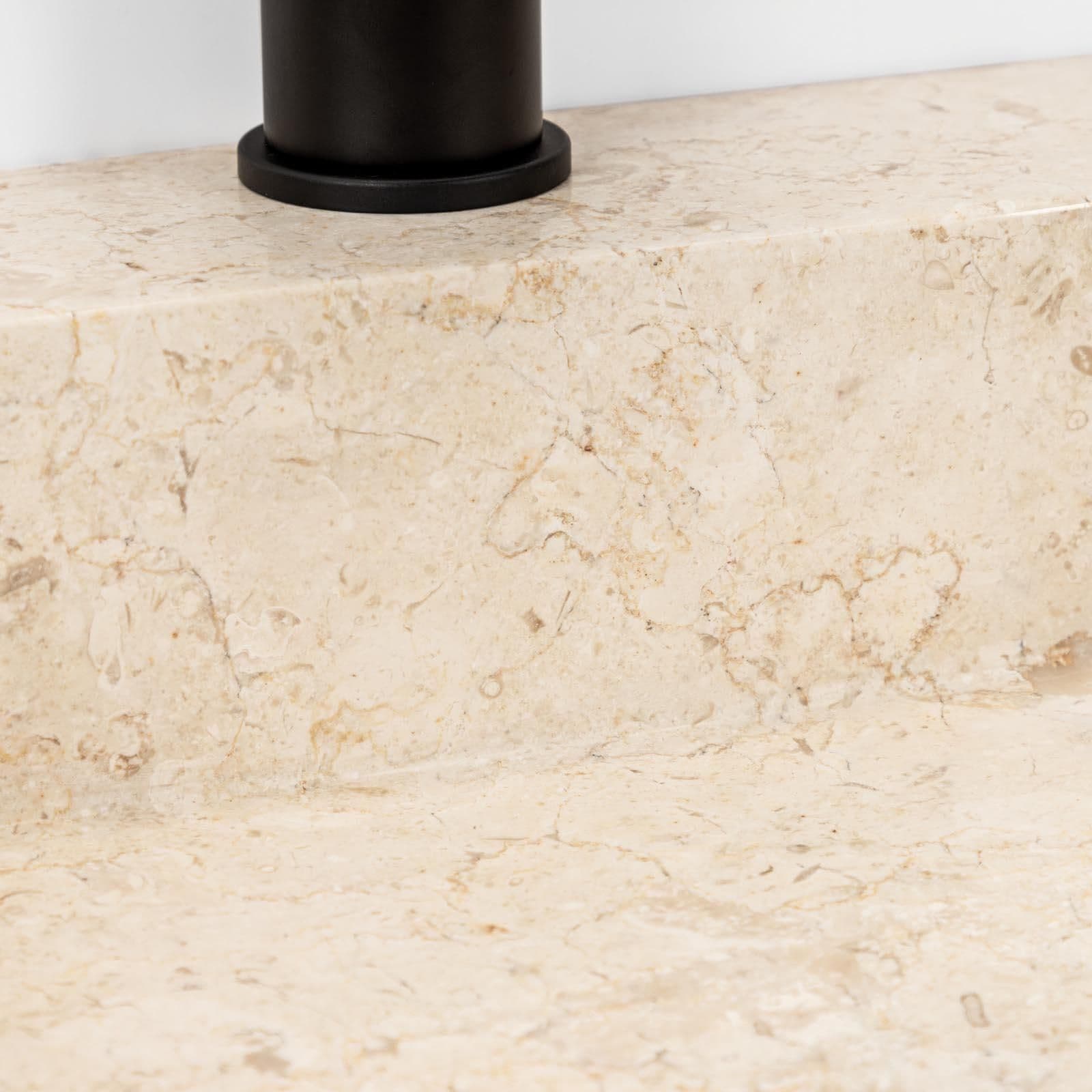 Lavabo da appoggio monoforo 40x40 cm in marmo crema lucido - Artizan