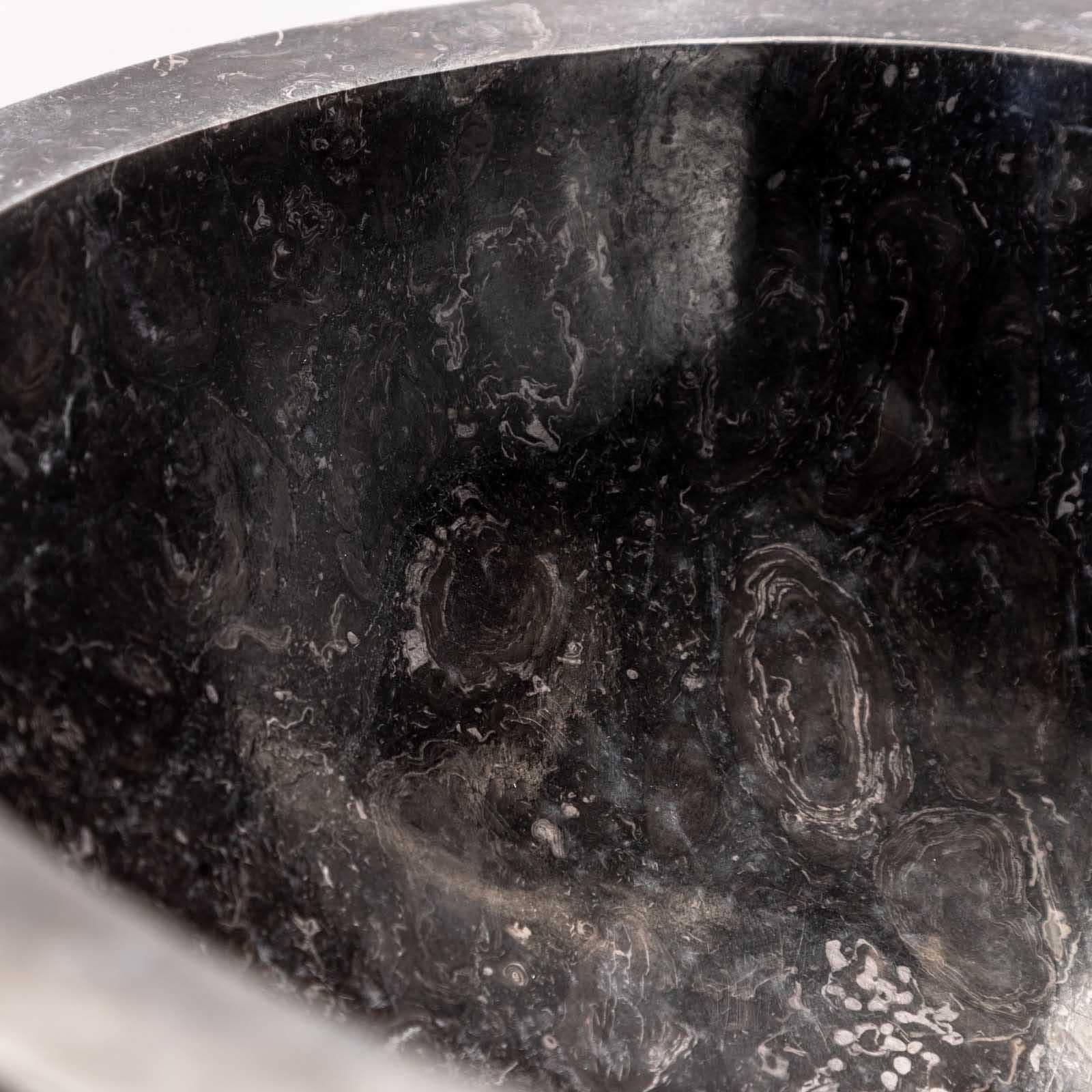 Lavabo da appoggio monoforo 40x40 cm in marmo lucido nero - Artizan