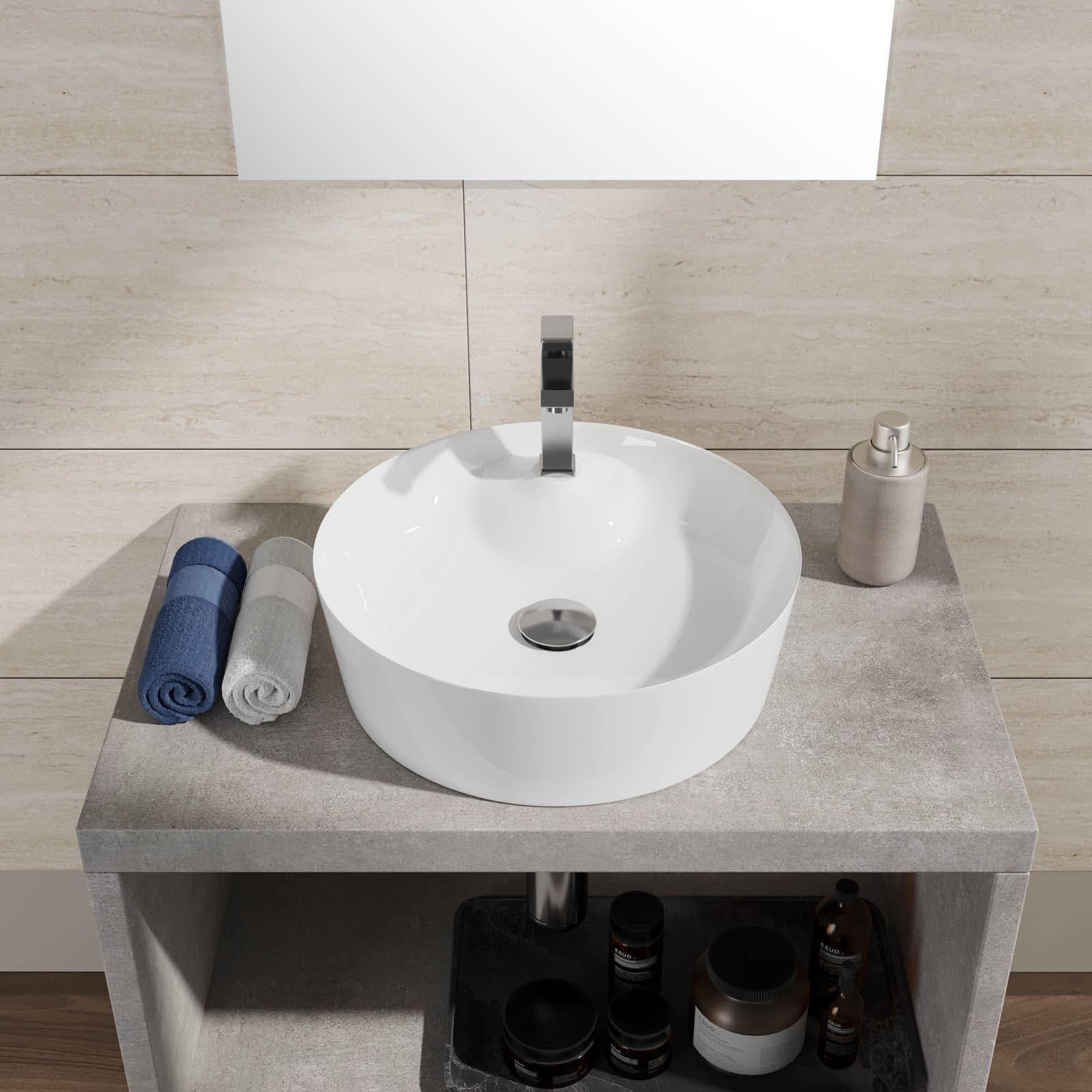 Lavabo da appoggio soprapiano tondo 43 cm in ceramica