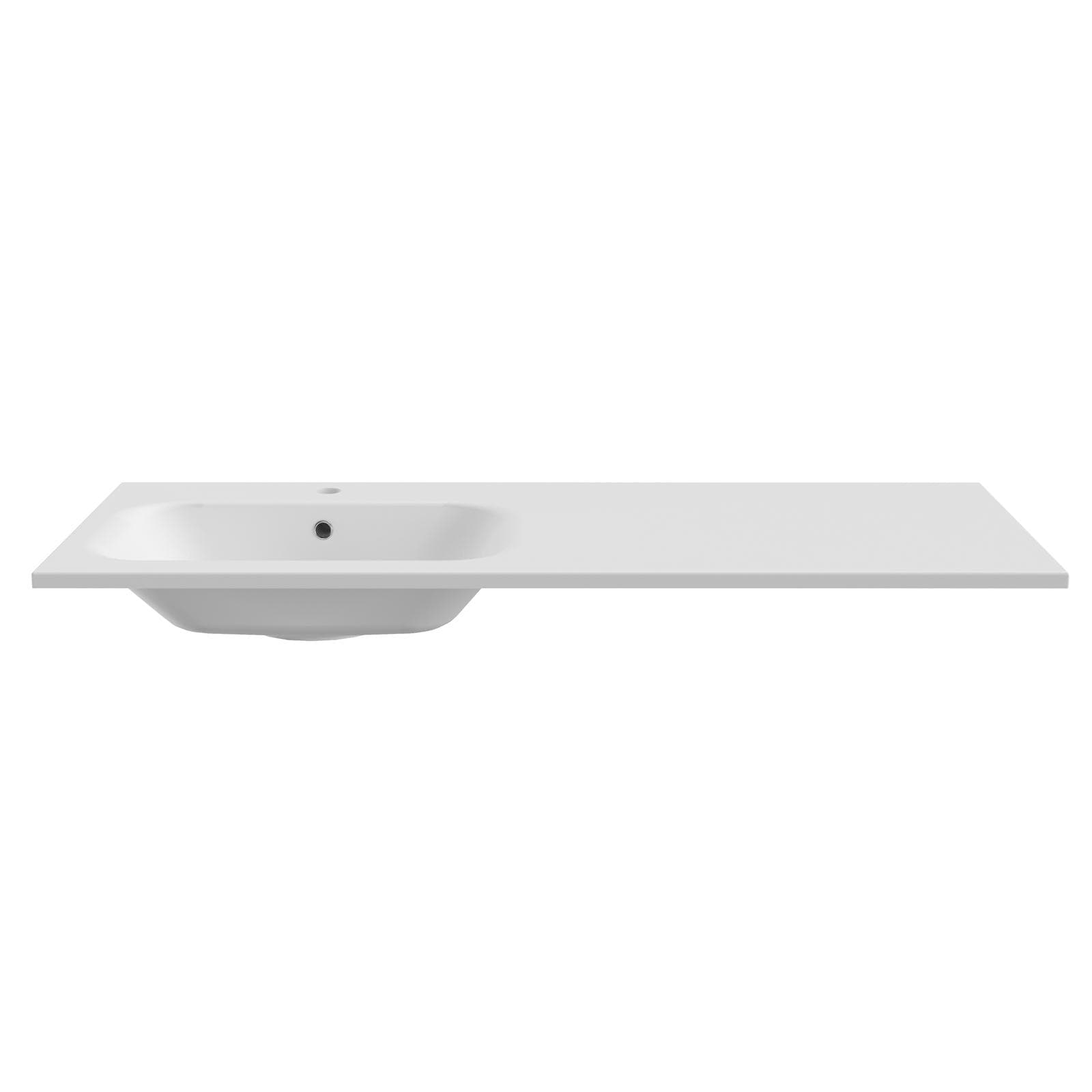 Lavabo da incasso 120x46 cm in mineral composite bianco opaco vasca a sinistra - Ergo