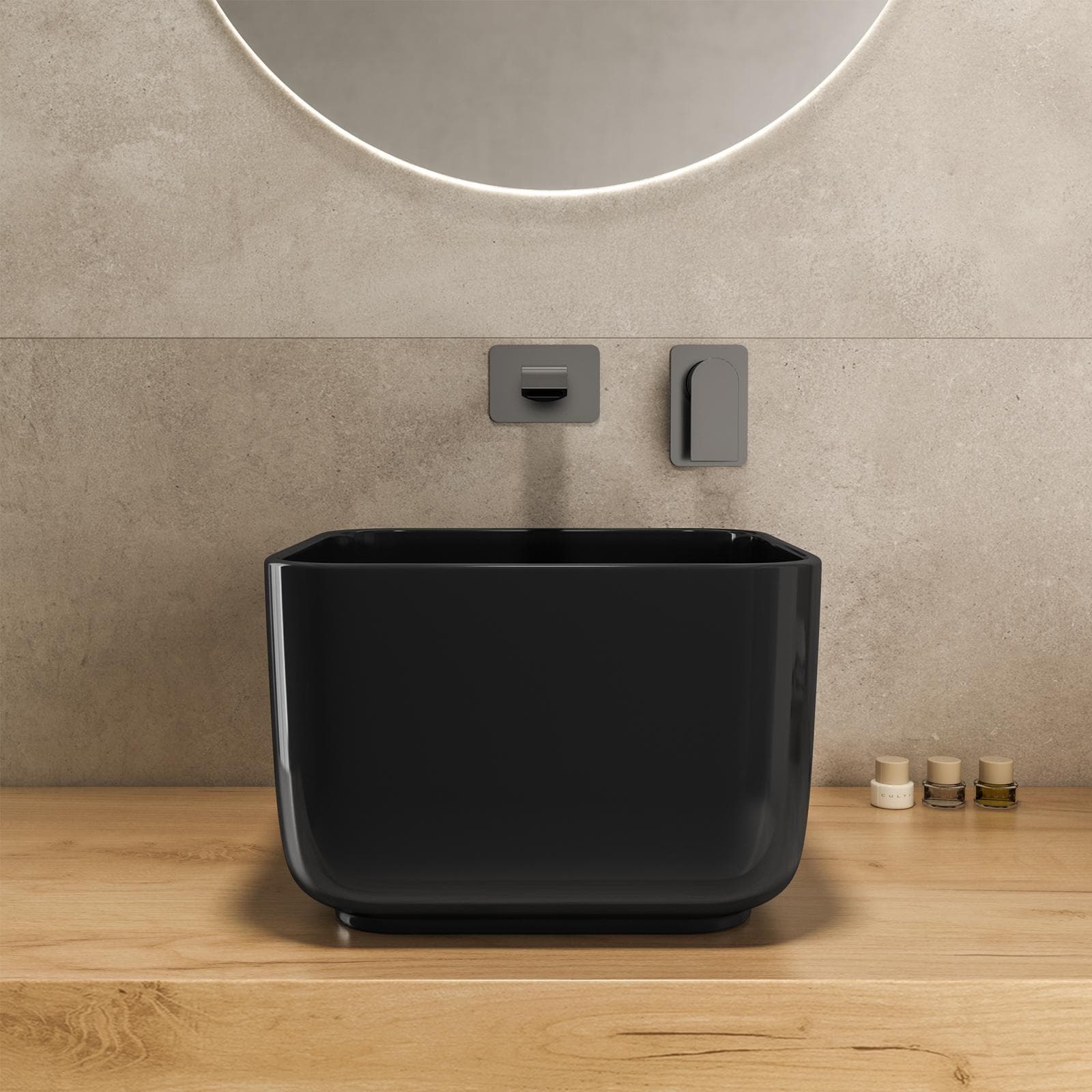 Lavabo d'appoggio 36,5x24,5 h cm nero lucido - Capital
