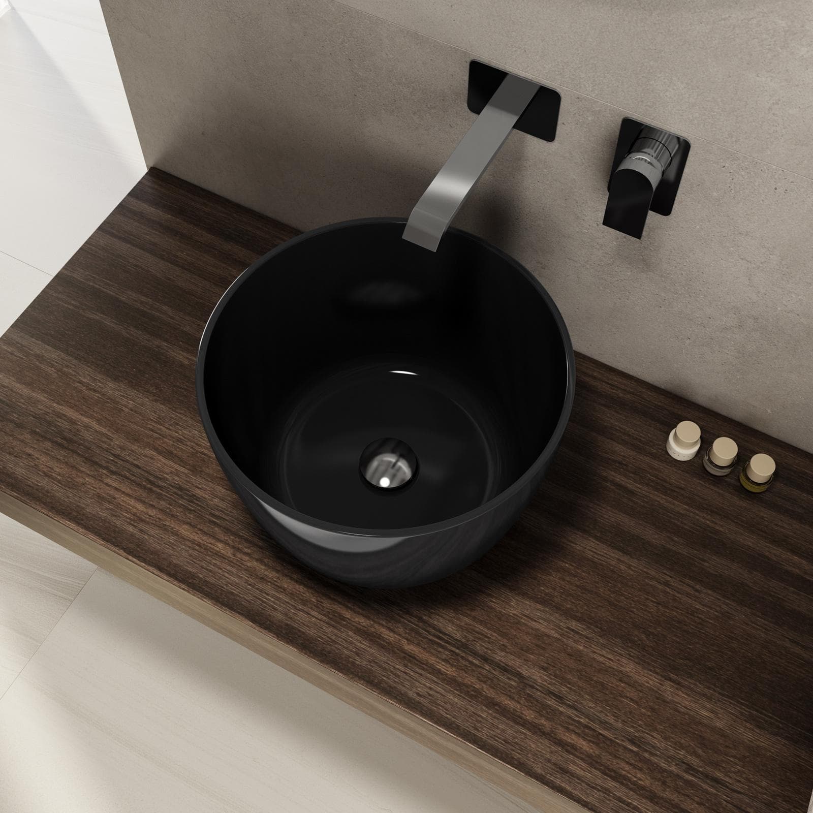 Lavabo d'appoggio 38x24,5 h cm nero lucido - Capital