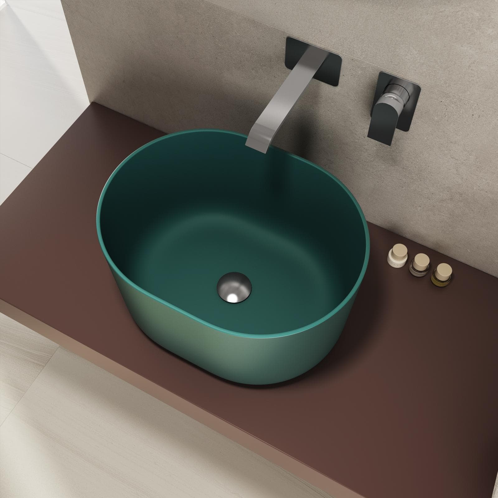 Lavabo d'appoggio 45,5x25 h cm verde inglese opaco - Capital